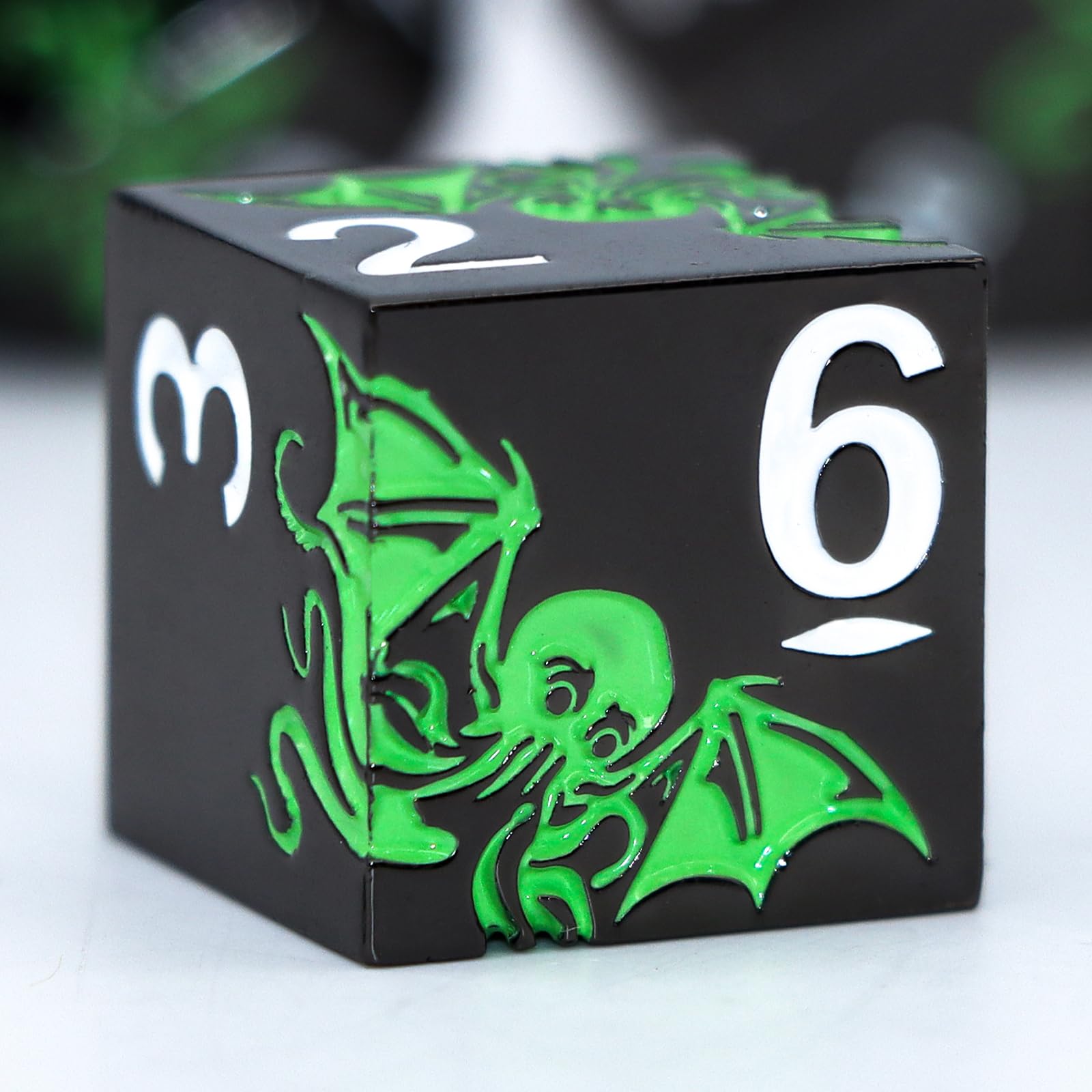 HNCCESG Metal Dice Set,Octopus Design,7-Piece RPG Dice,Green