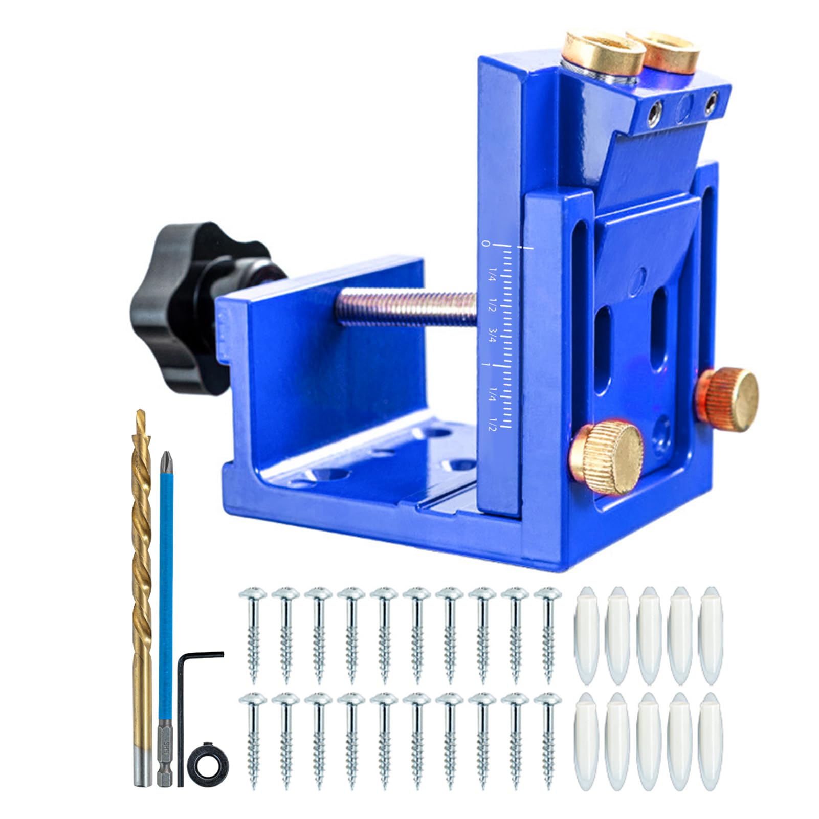 Kit de gabarit de trou de poche, Guide de perçage de trous de poche, Guide de gril à angle réglable (Blue)
