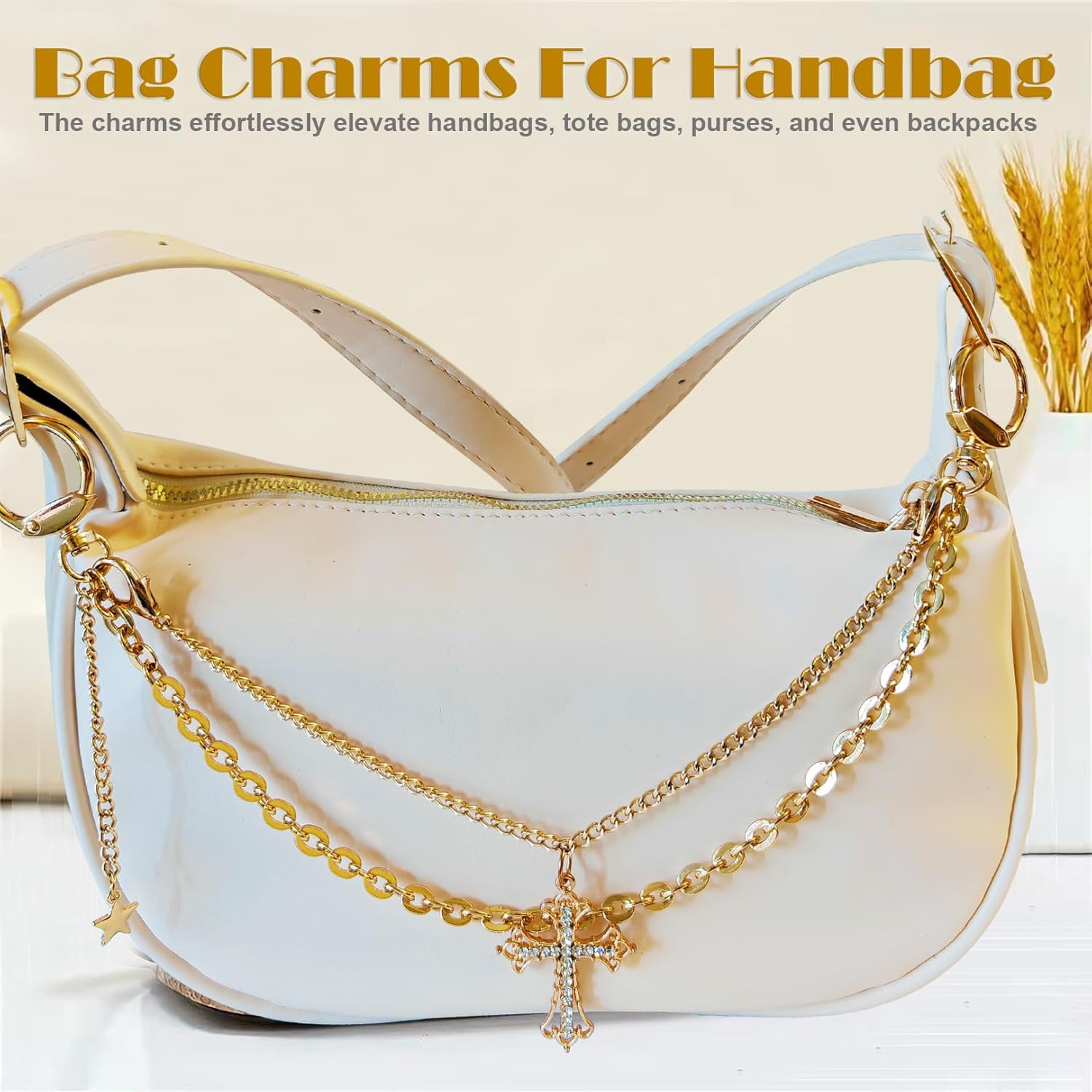 Bag Charms Purse Chain Charm for Handbags & Tote Bags, Cute Gold Key Chain Accessories for Bogg Bag - Image 2