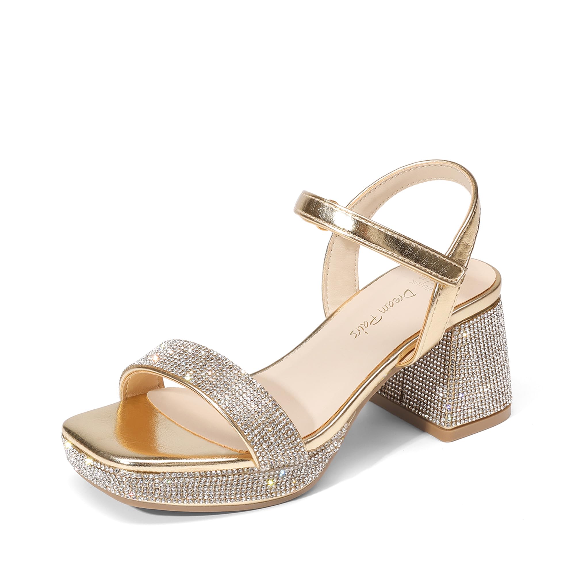 DREAM PAIRS Girls Sandals Open Toe Low Block Chunky Heels Sandals Party Dress Pumps Shoes for Little Big Kid