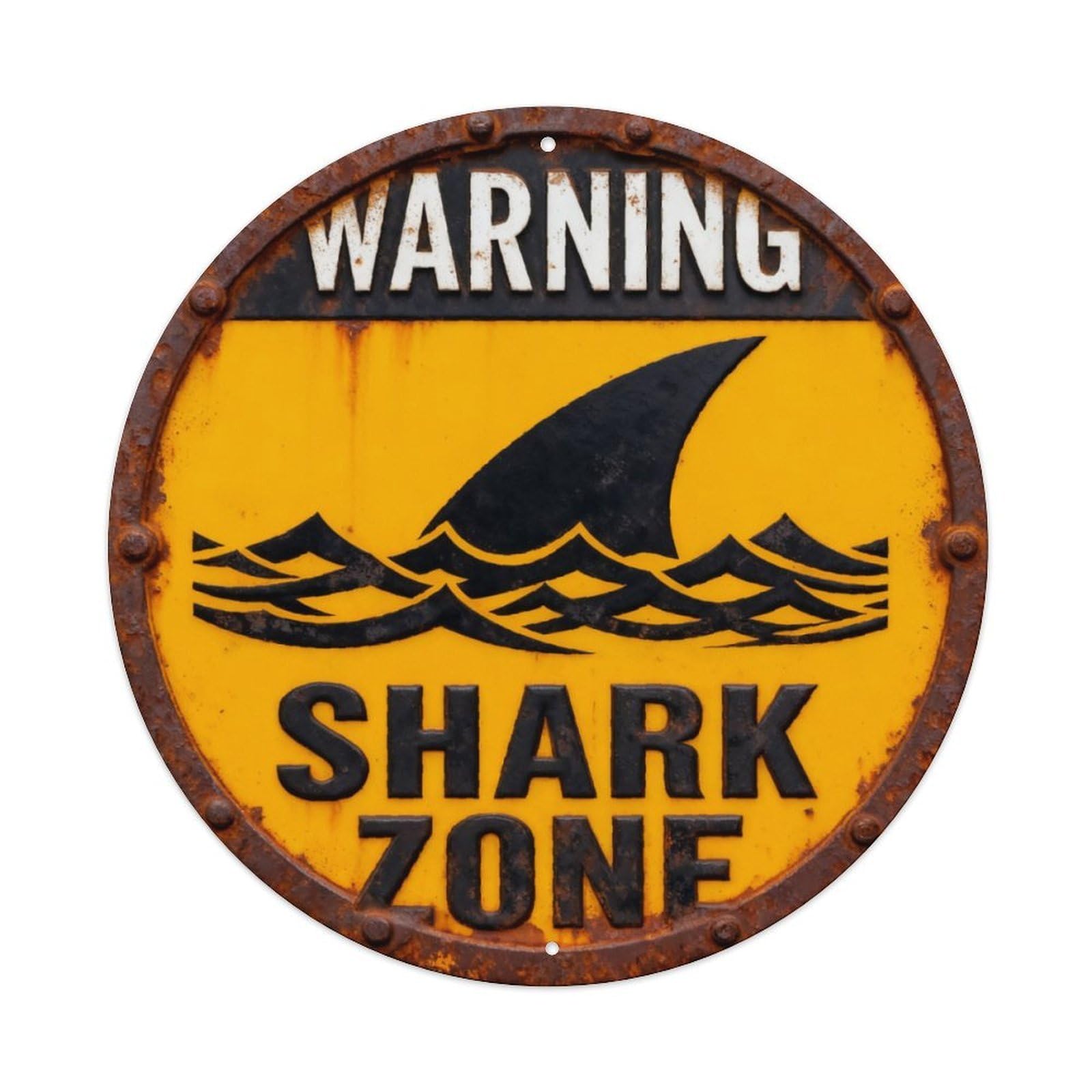 Shark Zone Warning Vintage Wall Sign Vintage Aluminium Metal Sign, Retro Wall Decor for Home, Bar, Garage & Farmhouse 20x20cm