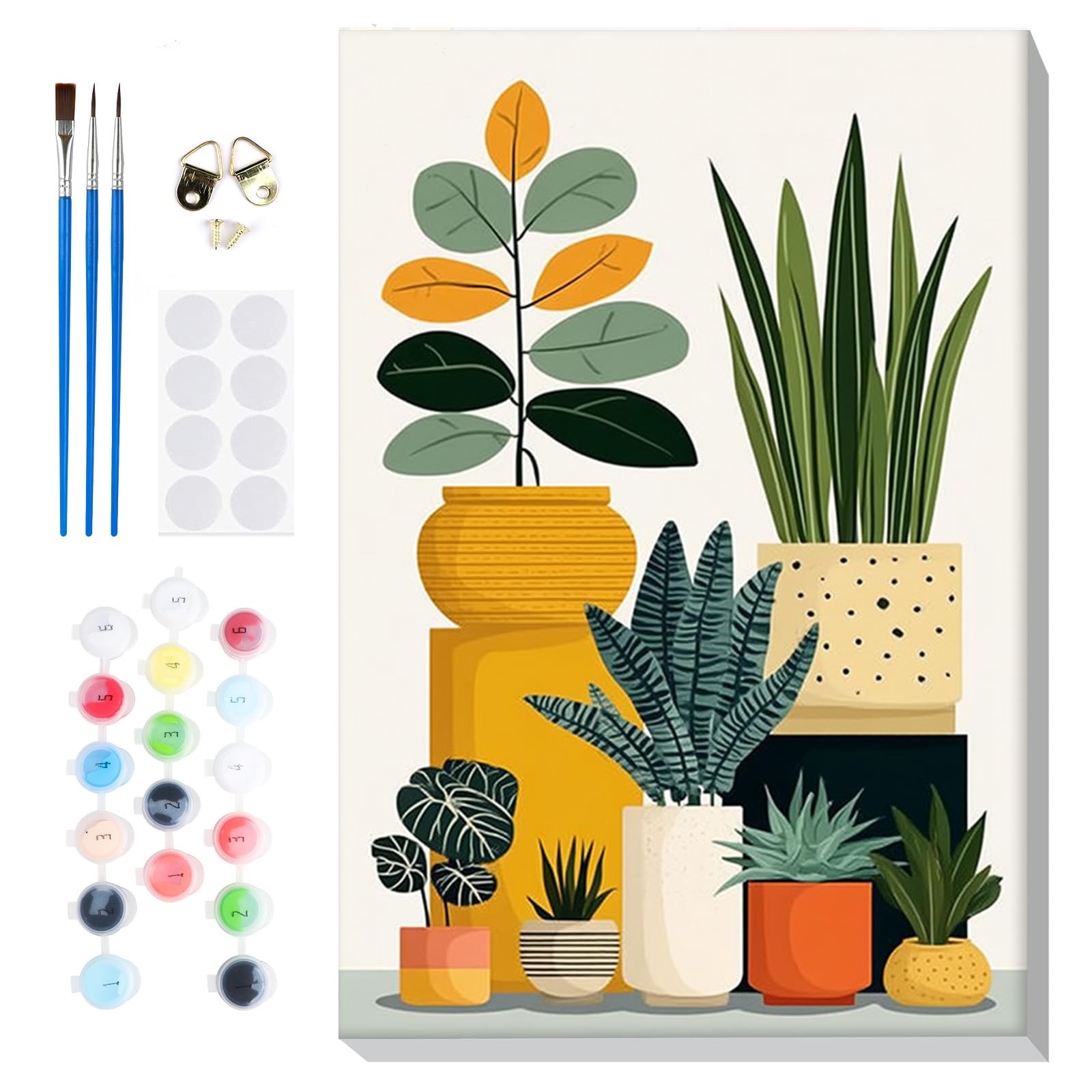 Lxmsja Paint by Numbers Flower Pot for Adults Beginners with Frame, Painting by Numbers Flowers on Canvas, DIY Acrylic Oil Painting Kit Art and Crafts Gifts for Home Wall Decor, 8x12inch