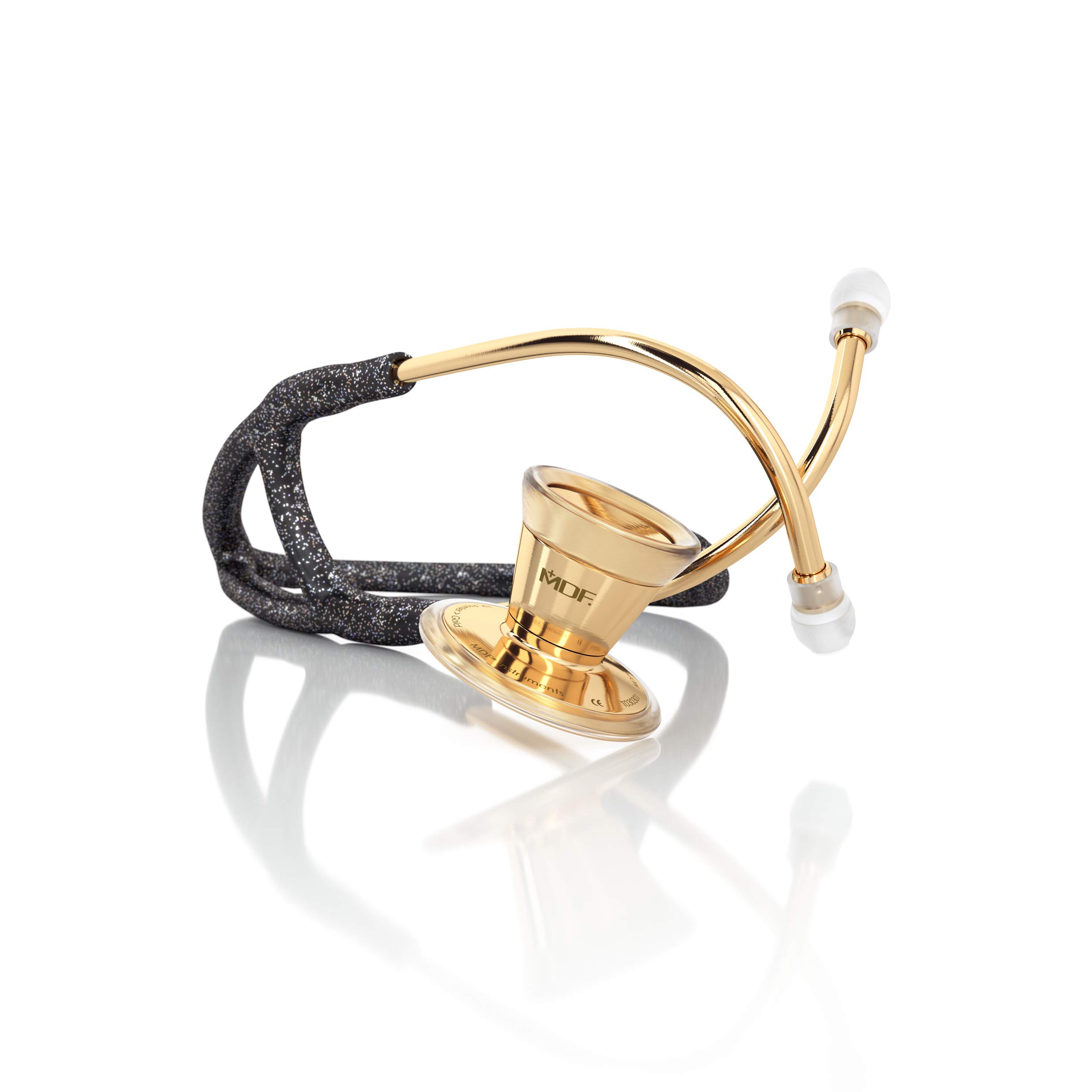 MDF Instruments Gold/Black Glitter Classic Cardiologia Stetoscopio per pazienti adulti - Edizione limitata (MDF797-KGL)