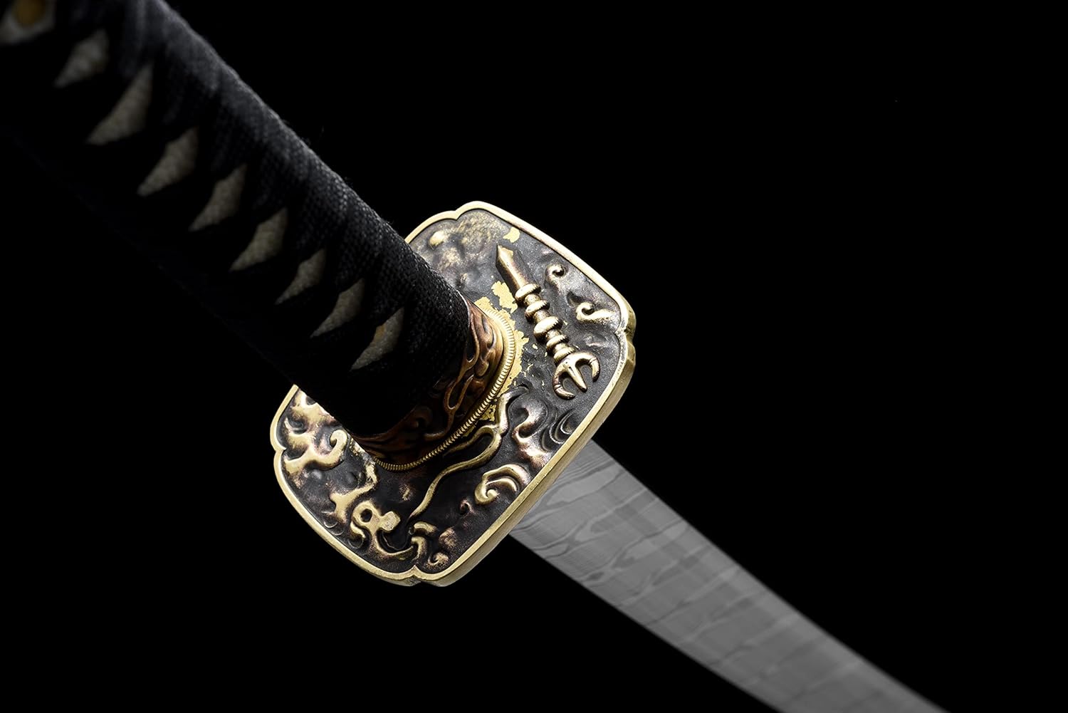 JIHPEN sword，Damascus, The Twist, The Pattern，Full Tang Samurai Sword Katana (YeLuoCha)