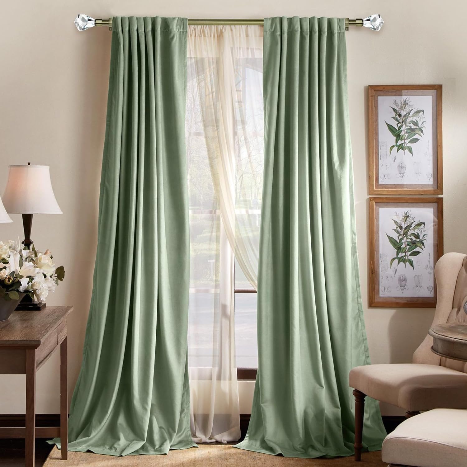 Urbanest Pierre Cut Crystal Drapery Curtain Rod Set 3/4" (Antique Brass, 28"-48")