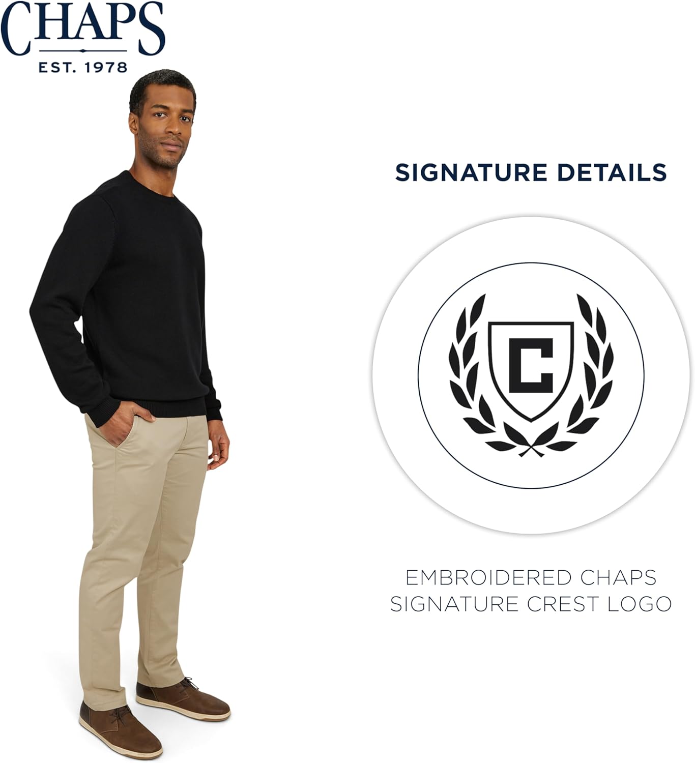 Chaps Men's Classic Fit Long Sleeve Cotton Jersey Midweight Crewneck Sweater (S-XXL) - Image 2