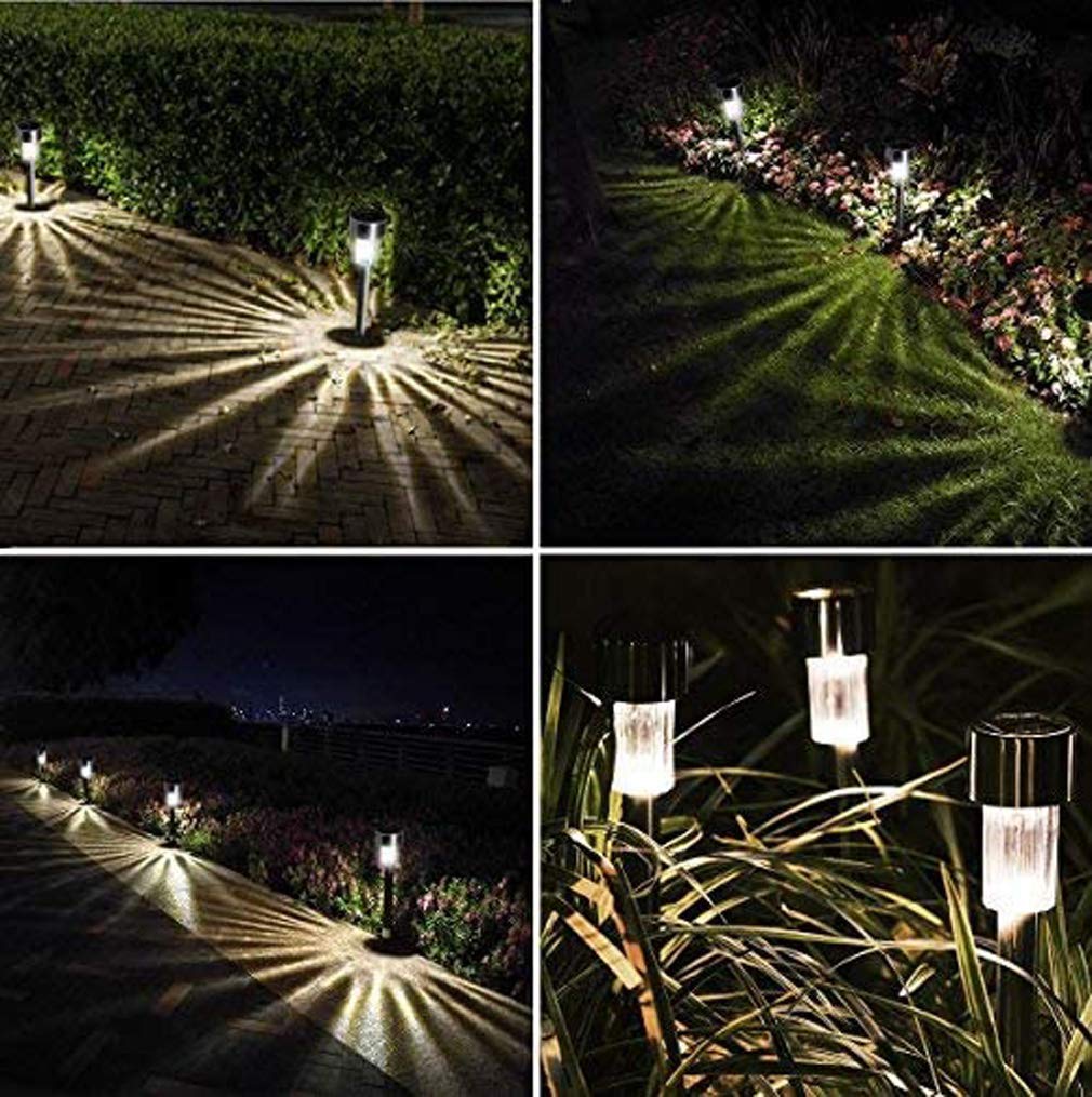 Lot de 12 lampes solaires encastrées en acier inoxydable pour jardin, pelouse, paysage, lumière colorée