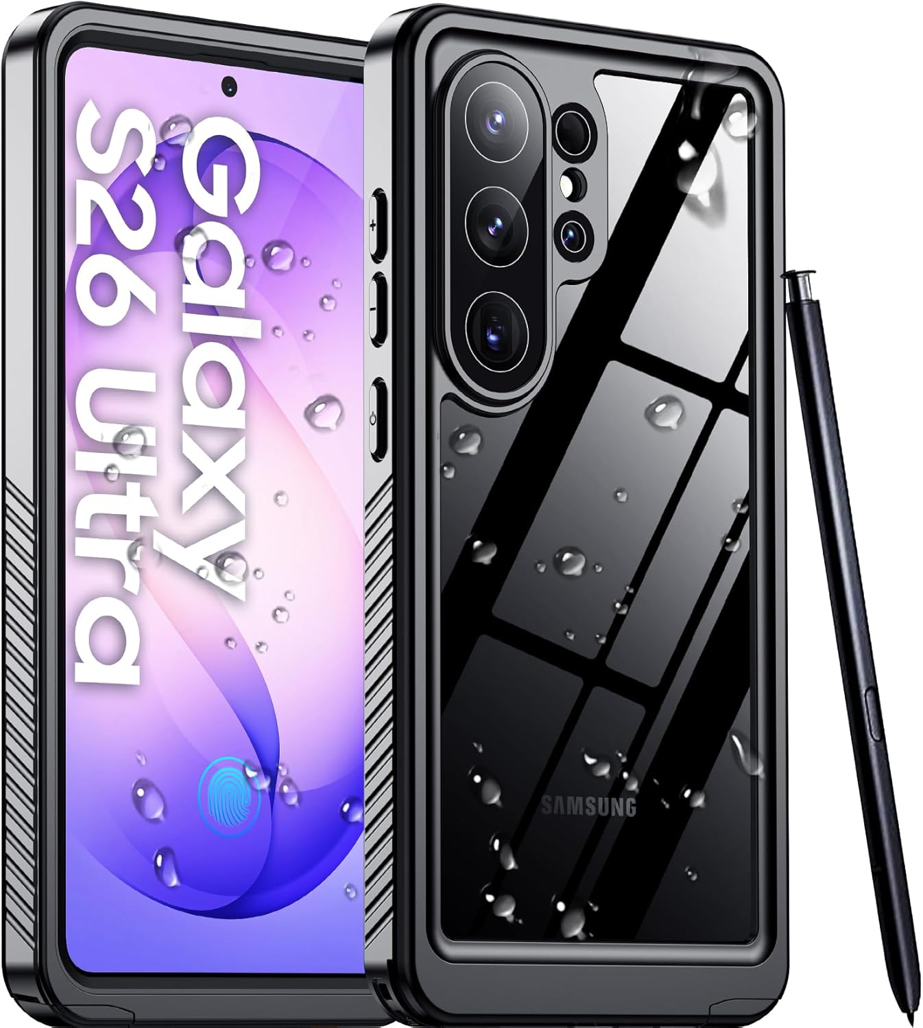 Temdan Designed for Samsung Galaxy S26 Ultra Case Waterproof. Built-in Lens & Screen Protector Military Grade Shockproof Dropproof IP68 Underwater Full Body Phone Case for Galaxy S26 Ultra 6.9-Black