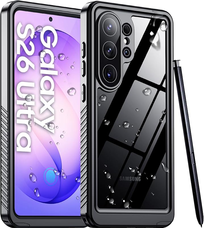 Designed for Samsung Galaxy S26 Ultra Case Waterproof, Built-in Lens & Screen Protector Military Grade Shockproof Dropproof IP68 Underwater Full Body Phone Case for Galaxy S26 Ultra 6.9"-Black