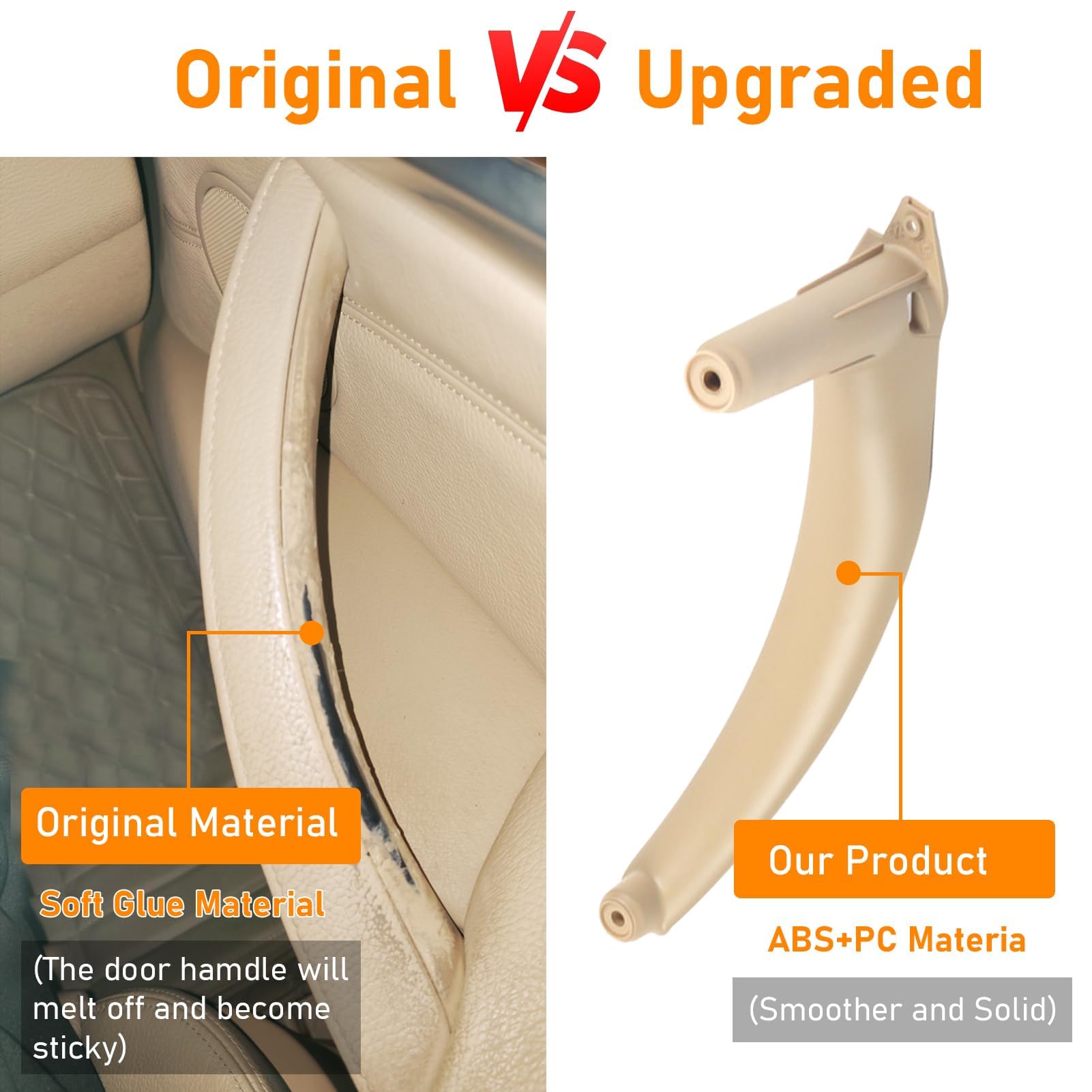 3PCS Compatibile con Maniglia X5 E70 2008-2013,X6 E71/E72 2008-2014 Maniglia Porta Interna Sinistra & Maniglia Destra X5 X6 (Beige)