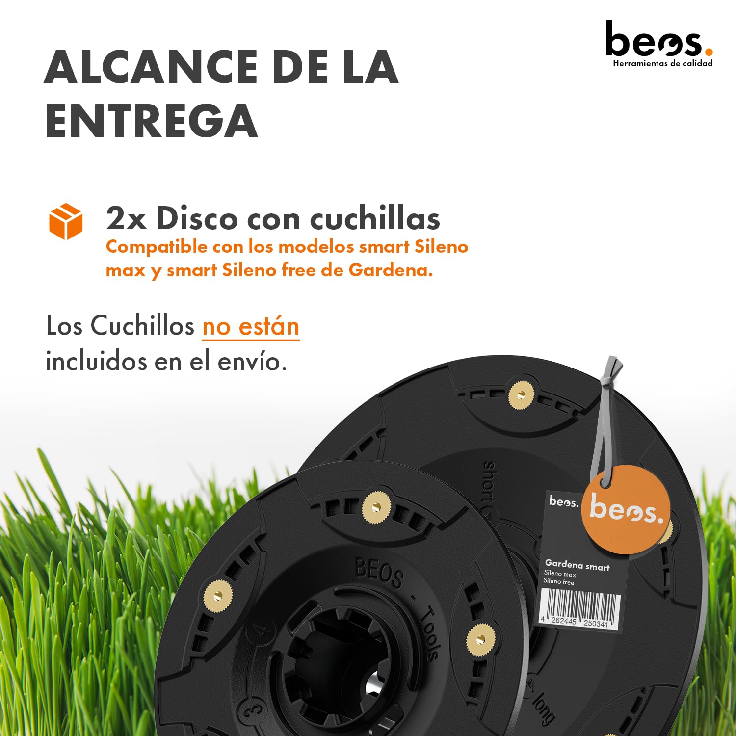 BEOS Discos de Cuchillas para Robot cortacésped Premium - 2 Discos de Cuchillas para 6 y 5 Cuchillas - para Gardena Smart Sileno Free y Gardena Smart Sileno MAX – Reforzado con Fibra de Vidrio