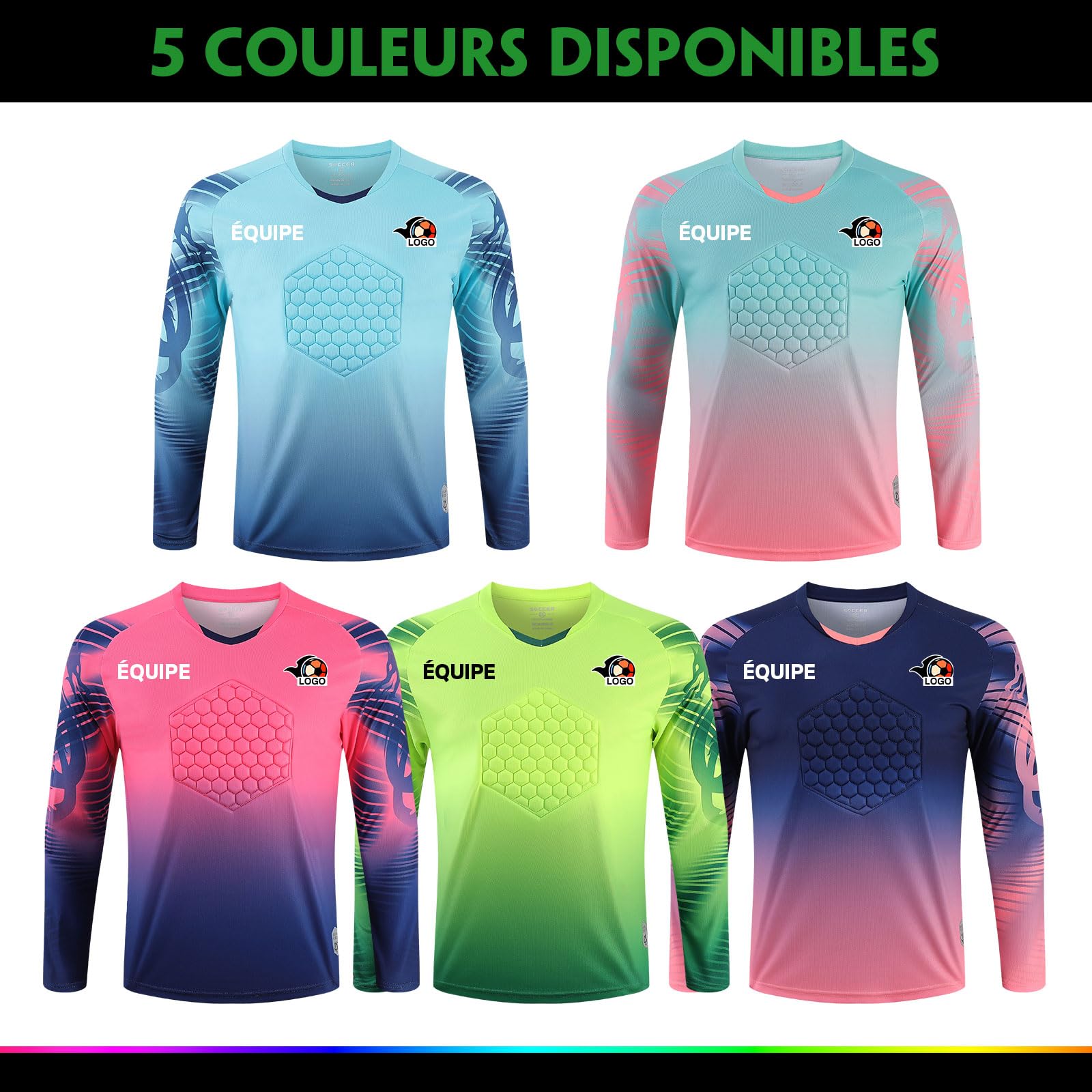 LAIFU Maillot Foot Gardien Enfant Adulte Personnalisé Maillot de Foot Goal Personnalisable