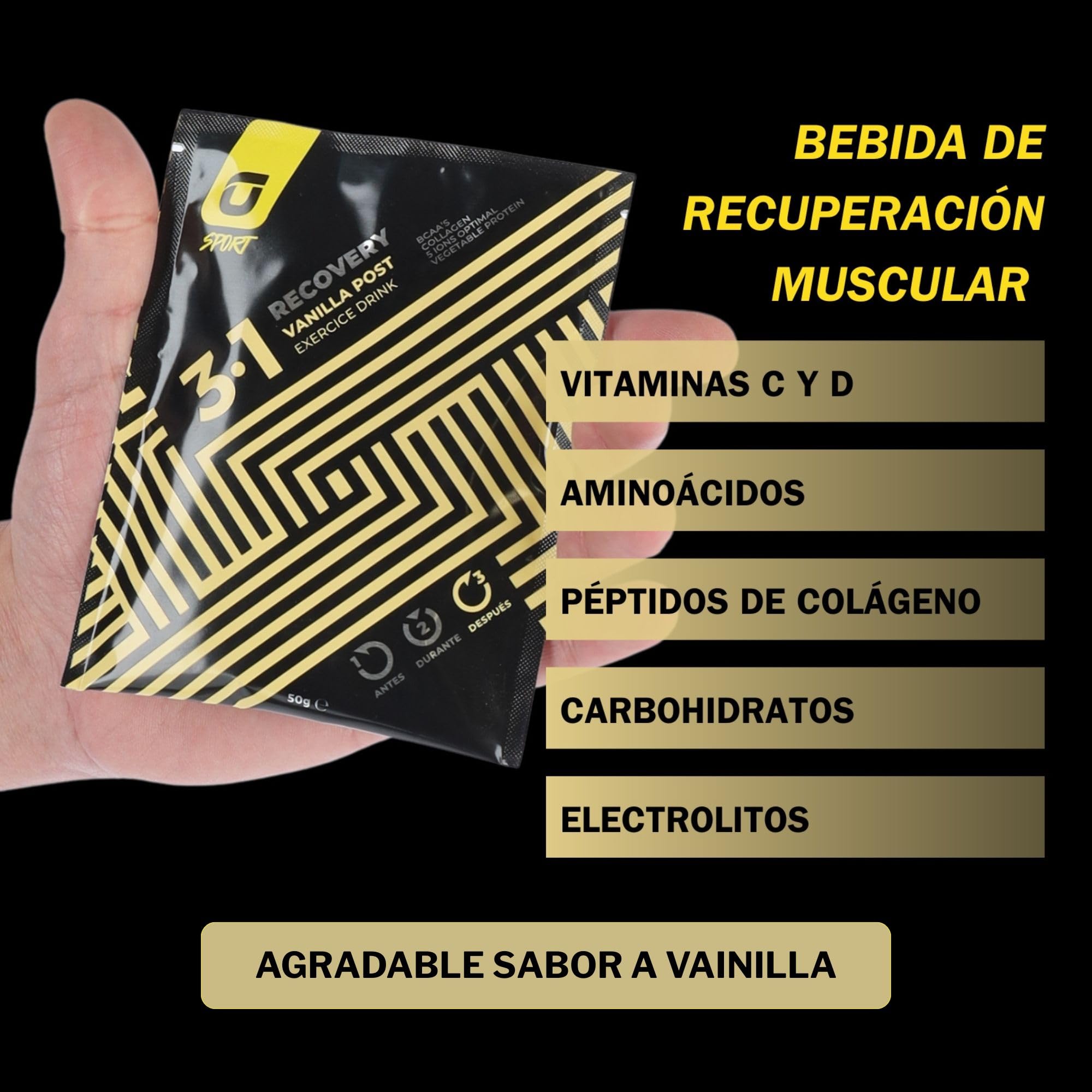 PACK 2 Bebida Recuperadora Muscular en Polvo con Proteínas + BCAA + Colágeno y Glucosa para Deportistas Resistencia y Calambres Musculares - Sabor Vainilla Sin Gluten Lactosa - Pack 12 | RECUPERATION