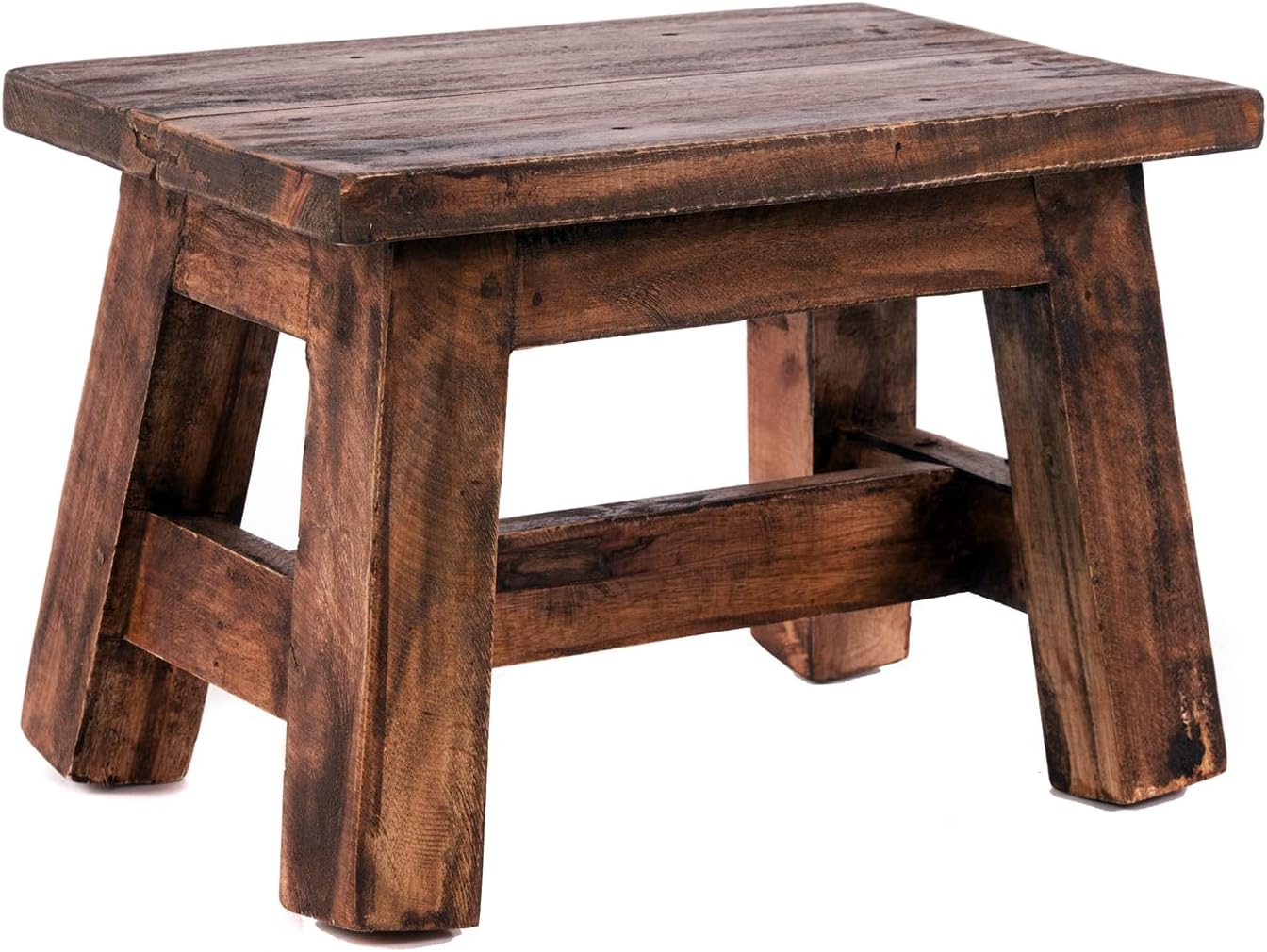 Design Delights Rustic Foot Stool Monte 21 x 30 x 20 cm (HxWxD), Mahogany Recycled Wood, Wooden