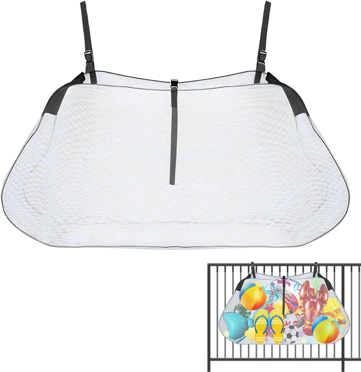 Pool Floats Storage Bag | Hanging Pool Storage Bag | Multipurpose Swimming Pool Mesh Organizer | Swimming Pool Accessories Toy Organizer for Inflatables, Pool Toys, Floats, Football, Basketballs