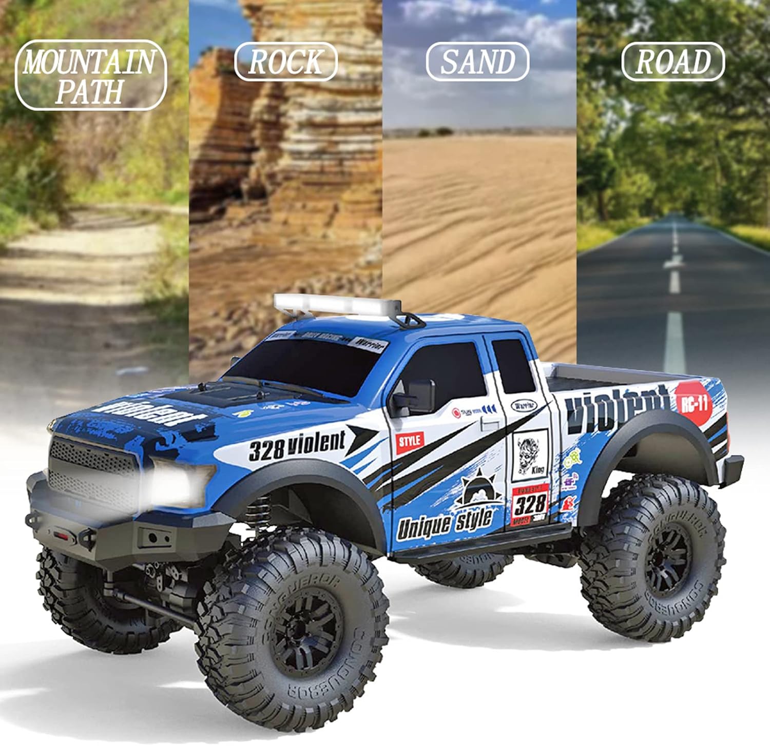DUANGU RC 오프로드 트럭 RC 자동차 원격 제어 자동차 전체 비례 1 10 2.4GHZ 4WD 15KM H 등반 자동차 RTR  장난감 어린이 소년용-Freehip.co.kr