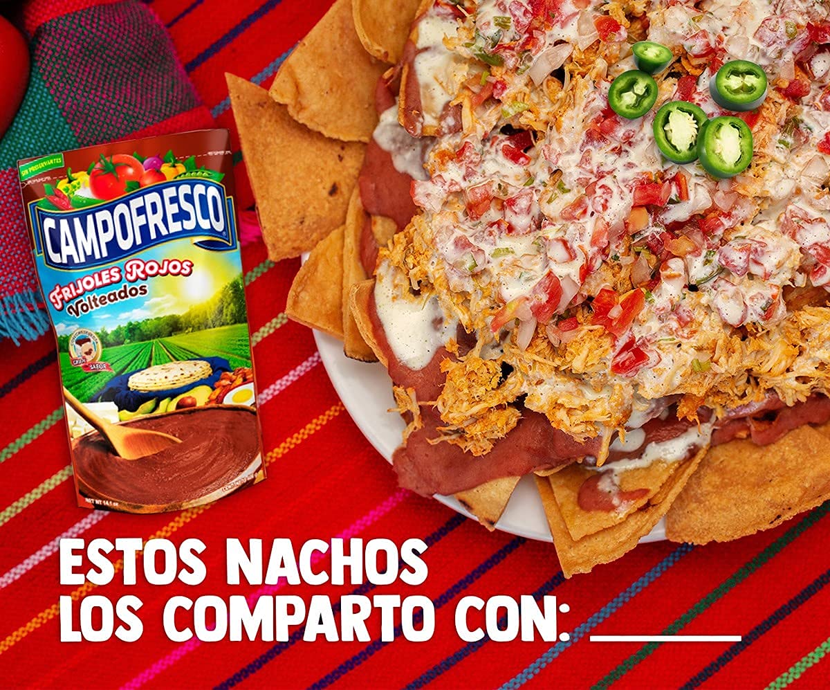 CAMPOFRESCO Frijoles Rojos Volteados 400gr. 100% a Base de Plantas, Listo para Servir, Hecho con Frijoles Molidos, sin Conservante, 100% Natural (6 Paquetes de 2400 gr TOTAL)