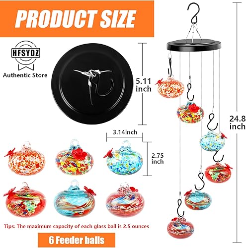 Miniatura 2 de Encantadoras campanillas de viento para colibríes para colgar al aire libre, a prueba de hormigas y abejas, único comedero de vidrio soplado a mano