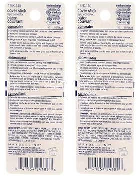 Maybelline Cover Stick Concealer - Medium Beige, Medium (Pack of 2)