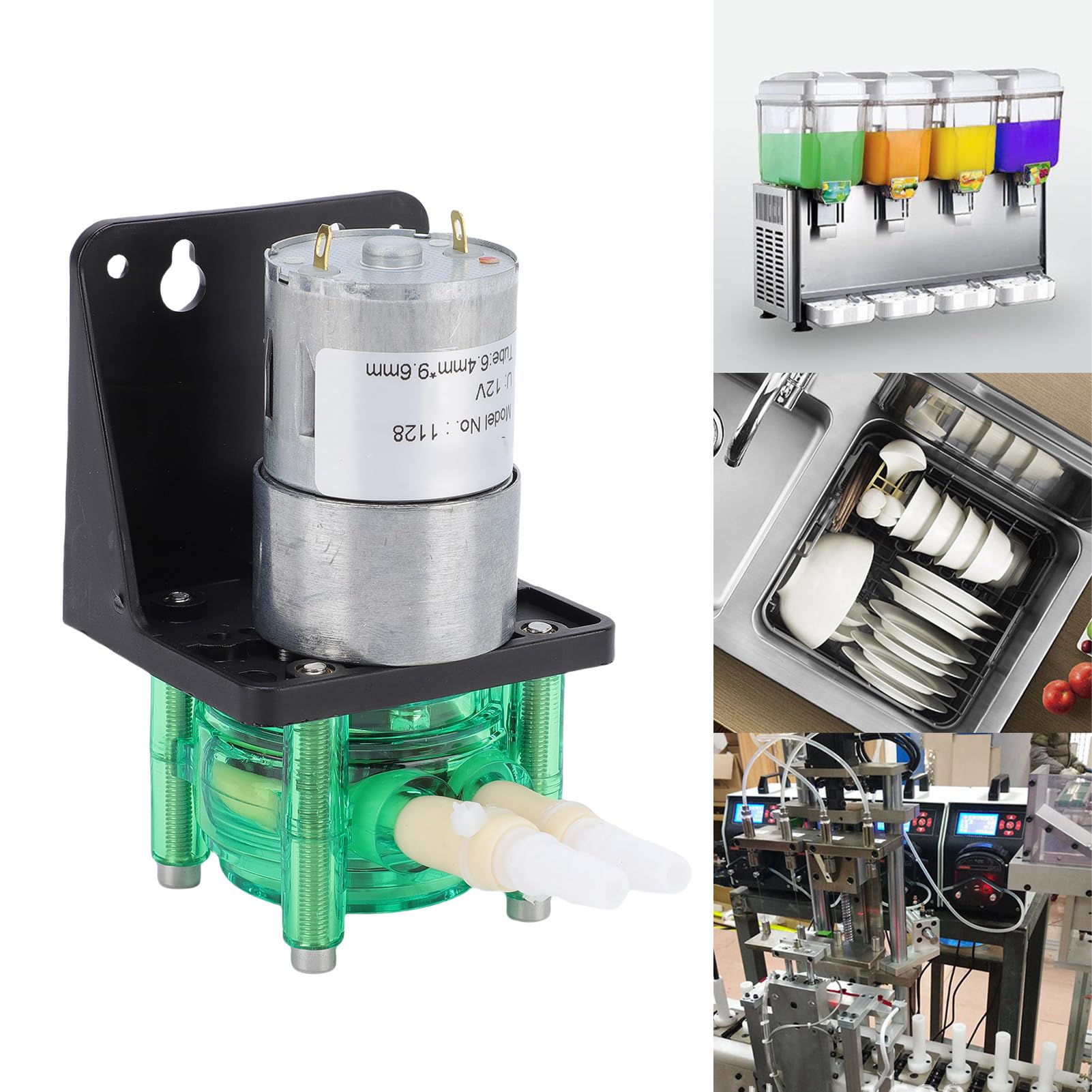 LiebeWH Bomba Peristáltica de Acero Inoxidable de Alto Flujo de 500 Ml/min para Impresión por Inyección de Tinta, Acuarios, Hogares Inteligentes, Bomba con Motor de Cepillo para Laboratorios de (12V)
