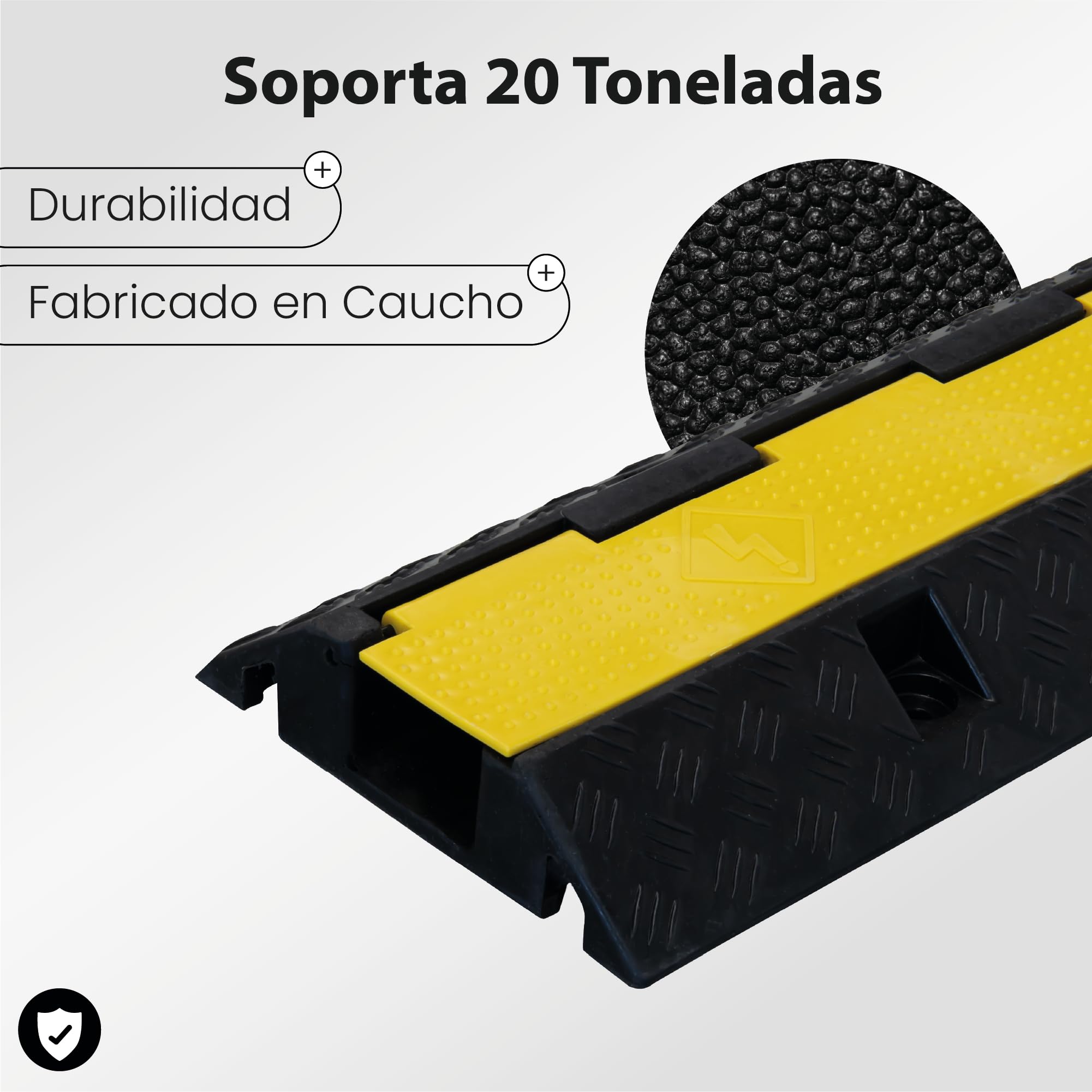 Pack 3 - Protector de Cables de Caucho 1 Canal para Suelo - Pasacables y Protector Suelo, Ideal para Eventos, Obras y Garajes - Canaleta para Cables - 100x26x6cm Amarillo y Negro