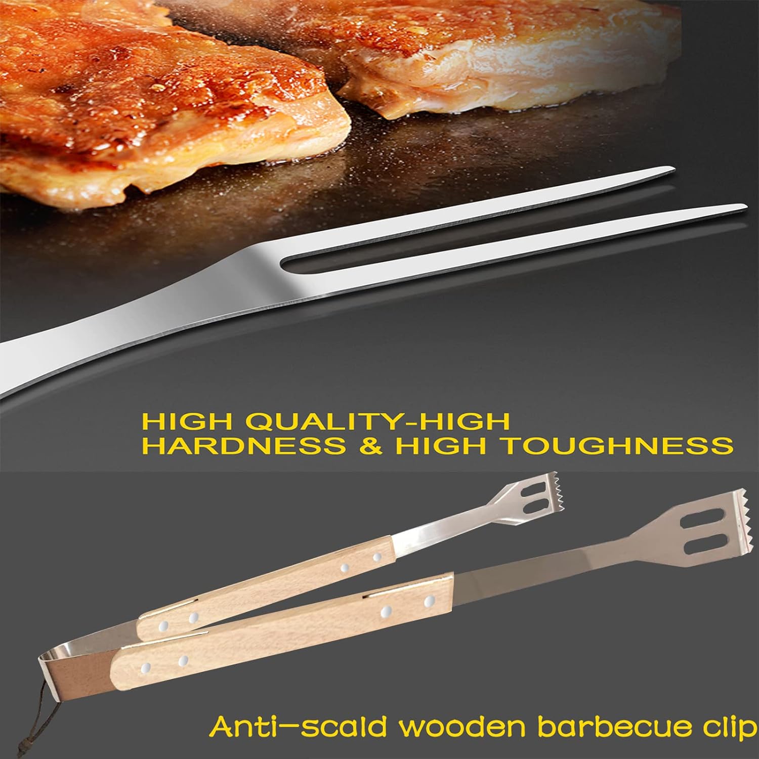 Qinshaine Barbecue three piece set, stainless steel BBQ tool set for BBQ Lovers' backyard BBQ and outdoor camping : Patio, Lawn & Garden