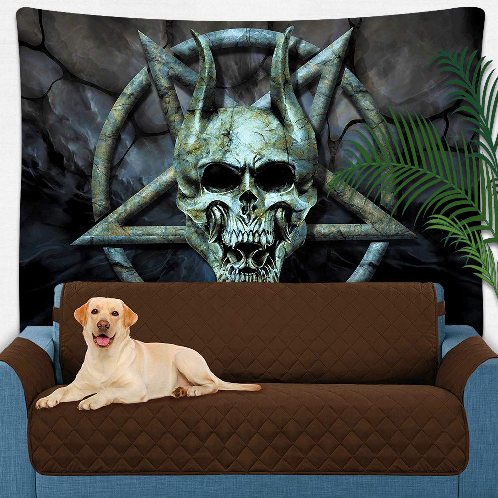 UHOMETAP Tapiz Gótico De Cabeza De Cabra, Pentagrama, Altar, Demonio, Baphomet, Satánico, Calavera Demoníaca, Tapiz Colgante De Pared Para Dormitorio, Sala De Estar, Dormitorio, 80 X 60 Pulgadas