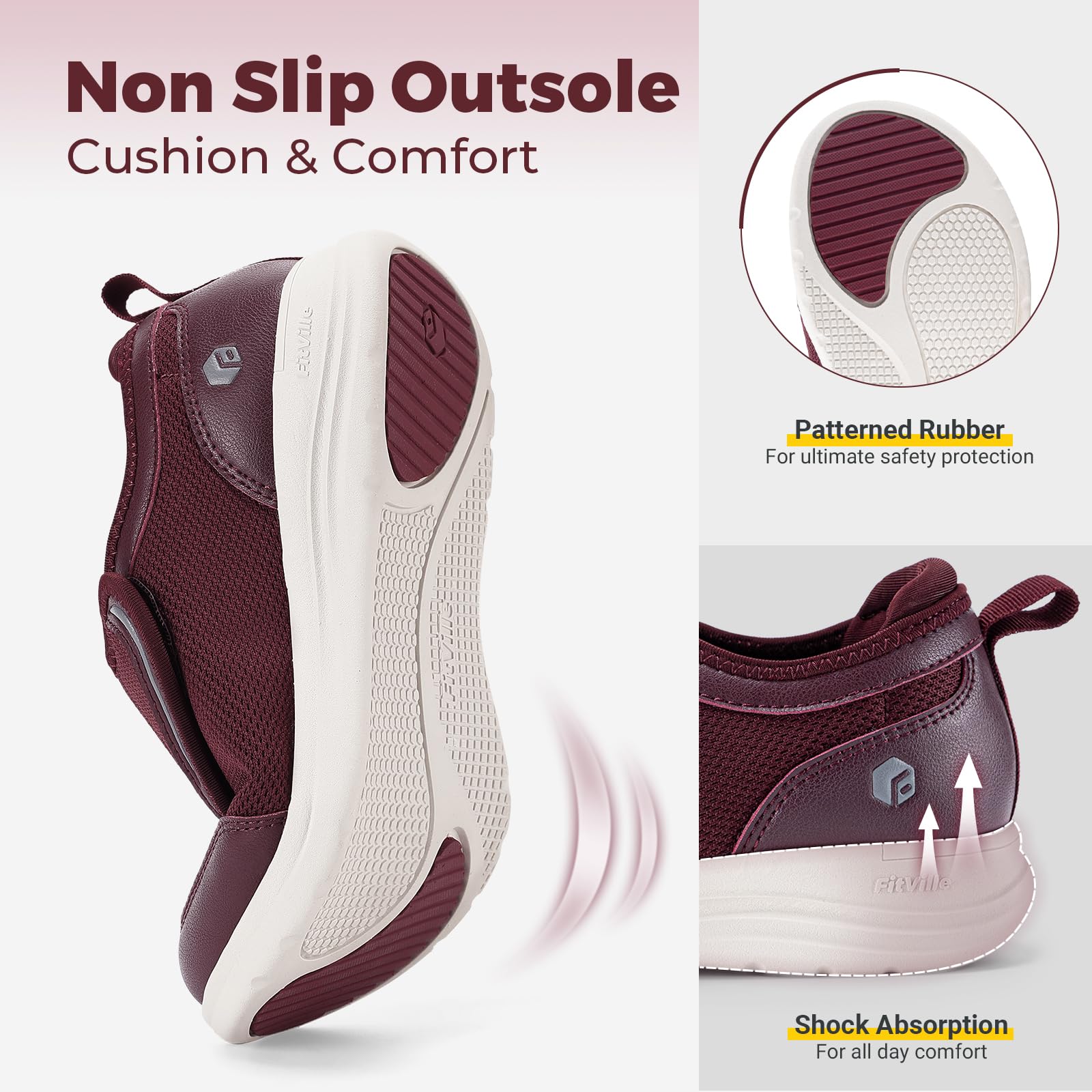 FitVille Extra Large Sneaker Casual da Donna con Strappo Scarpe Riabilitative Traspiranti e Antiscivolo per Camminare e per Casa