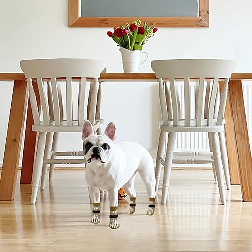 Miniatura 6 de PUPTECK Calcetines antideslizantes para perros para lamer con agarres, zapatos de perro para suelos de madera dura, botines de invierno para perros