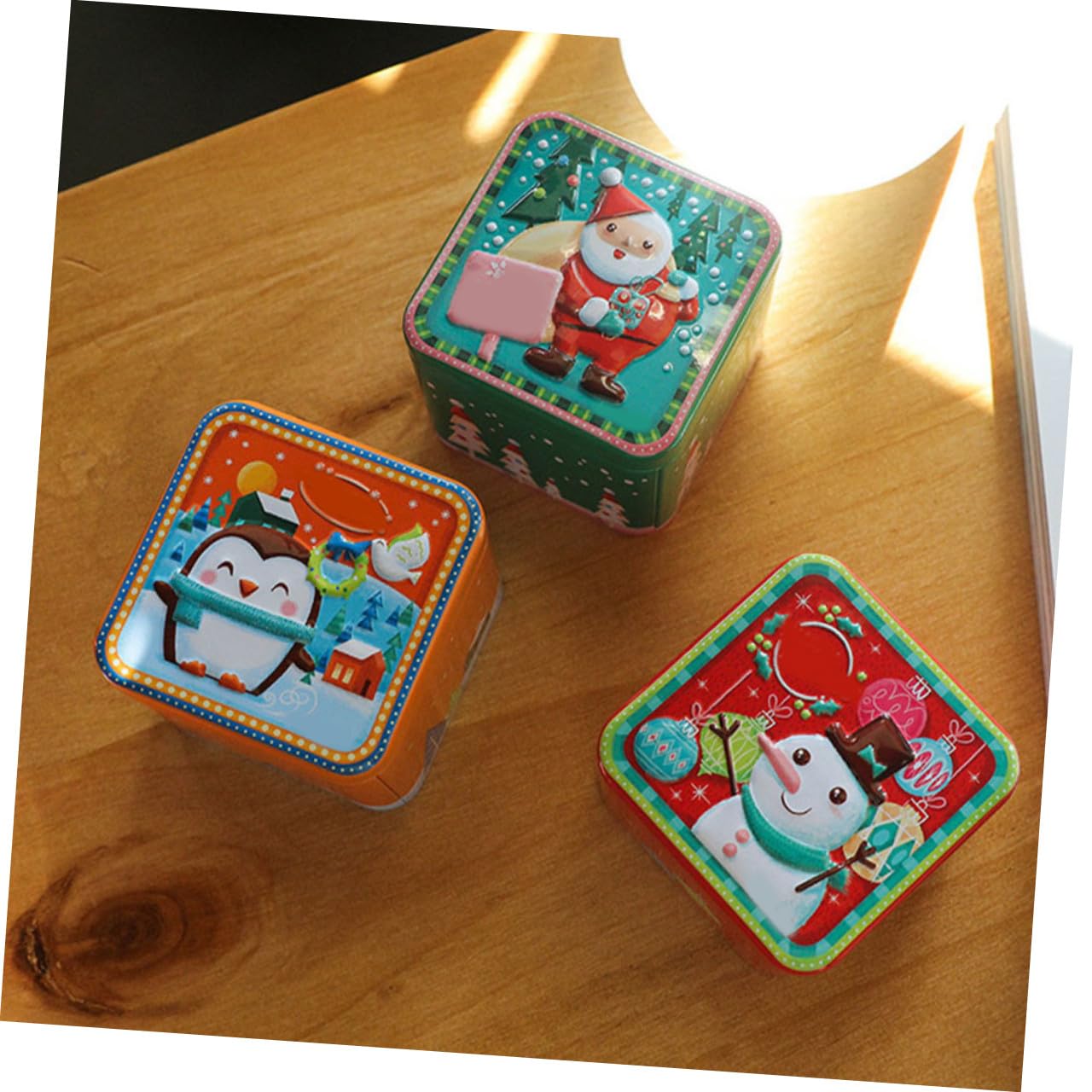 ORFOFE 8stücke Pack Weihnachts-bonboniere Aus Weißblech Weißblech-süßigkeiten-gläser Mit Weihnachtsmuster Für Bonbons Kekse Als Weihnachtsgeschenke-box
