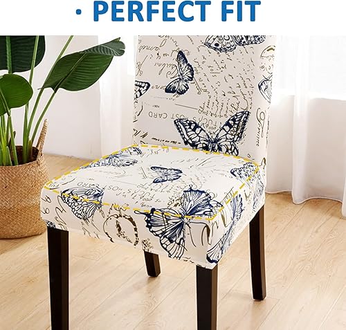 Miniatura 5 de HAOYONG Funda para silla de comedor, funda para silla impresa, lavable, funda para silla Parsons, protector de asiento extraíble para comedor,