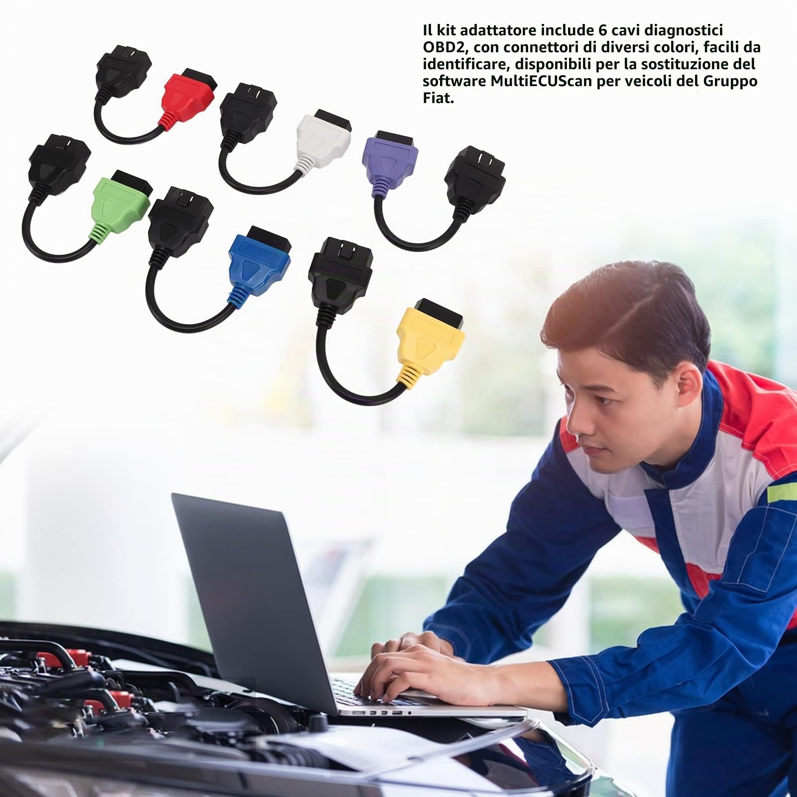 Per Cavo Adattatore, 6 Pezzi Per Cavo Adattatore OBD2 Sostituzione Cavo Strumento di Scansione ECU Diagnostica Per
