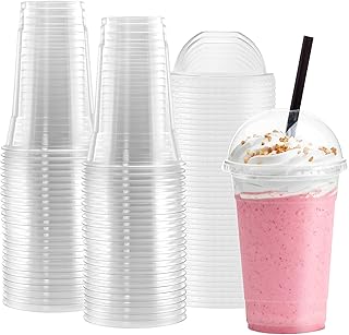 Netko Plastic Cups with Dome Lids 50 Sets Of 16 OZ Cups with Lids
