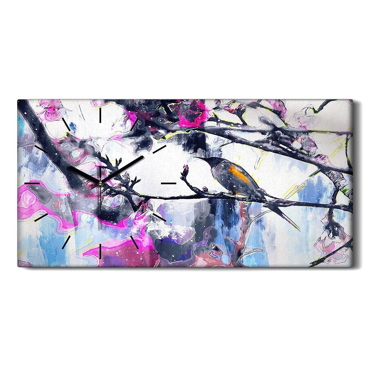 Horloge sur Toile Sans Tic-Tac Silencieuse 60x30cm Décoration pour Chambre
