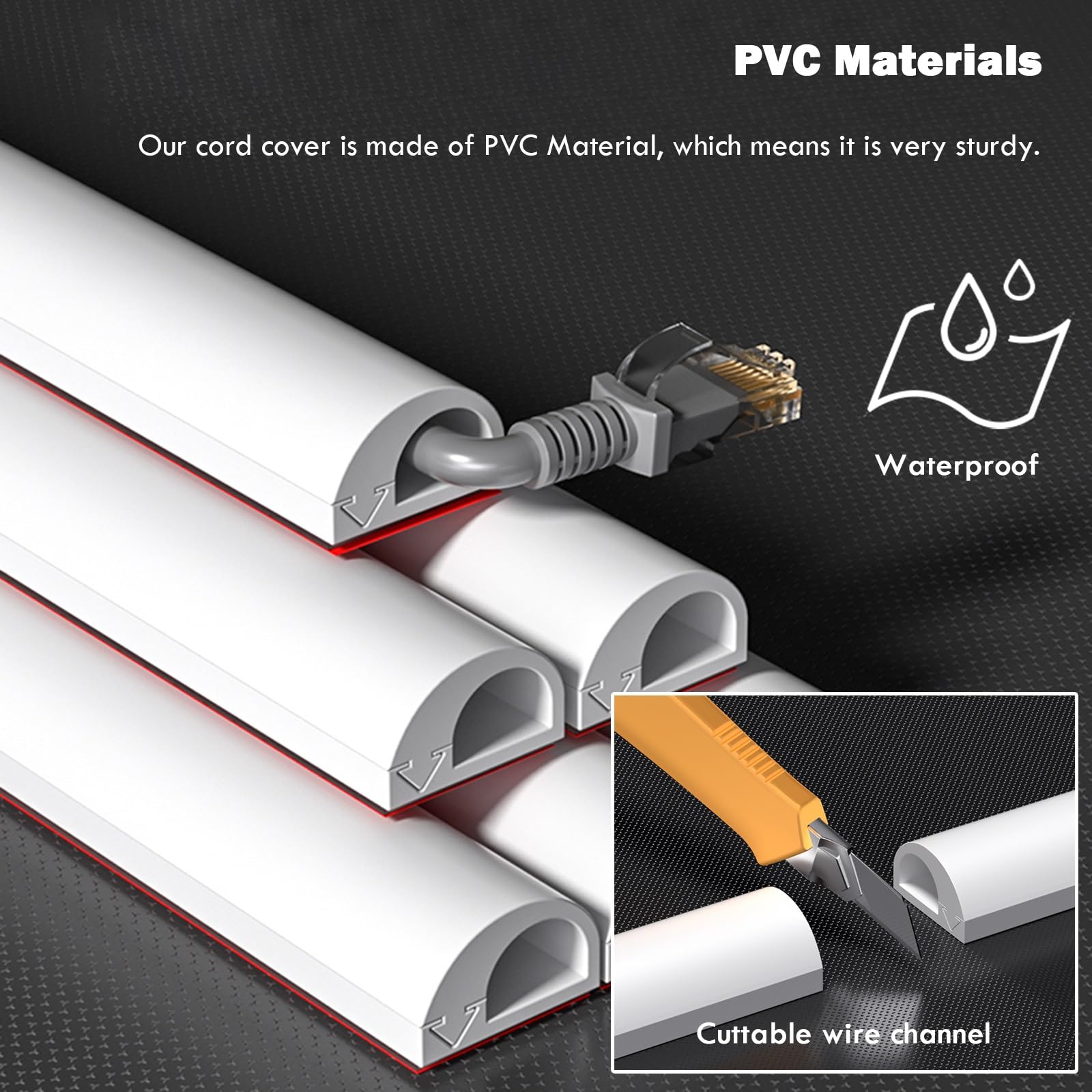 AMUFJJ canaletas para Cables Ocultadores de Cables autoadhesivos para TV en la Pared, canaleta de Cable Flexible Gris Claro Blanco para Oficina/hogar/Escuela, Cubierta de Alambre Decorativa(White)