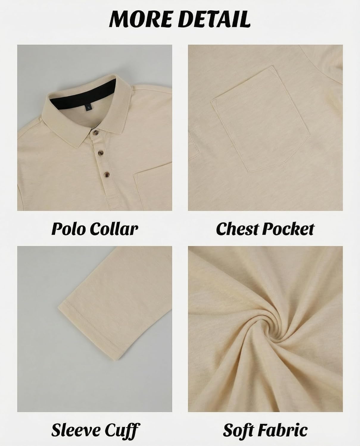 Mens Long Sleeve Polo Shirts Classic Button Down Golf Shirt Fashion Casual Moisture Wicking Shirts with Pocket - Image 4