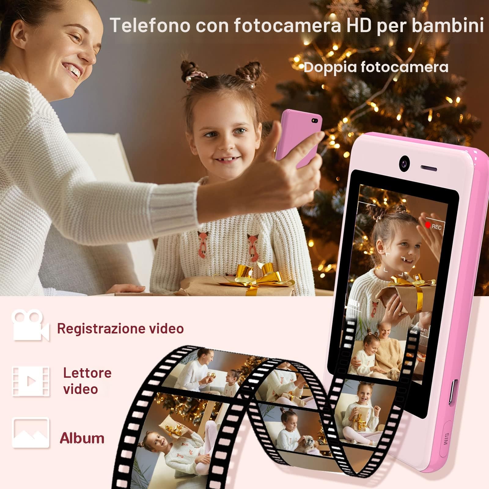 PTHTECHUS - Smartphone Touch, Telefono cellulare per bambini Giocattoli ELETTRONICI EDUCATIVI (P1 PINK 03)