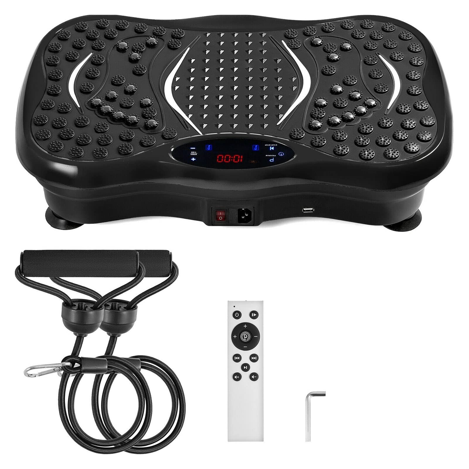 Vibration Platform Plate Whole Body Massager Machine with Resistance Bands & Remote Control for Fat Burning Weight Loss(Nero)