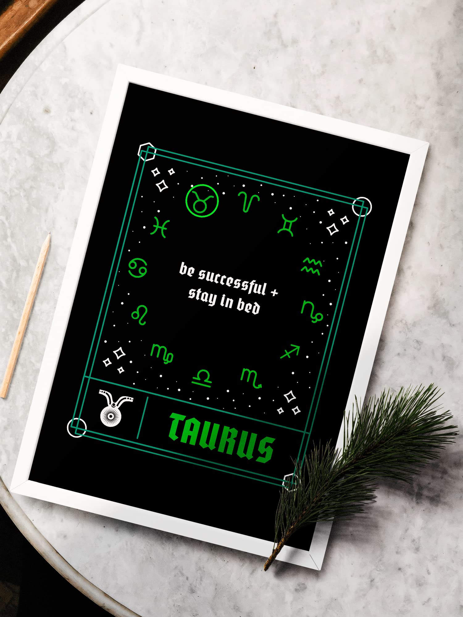 SINCE 7 STORE Taurus Zodiac Quote Framed Poster (8x12 Inches) for Aesthetic Room Decor/Gifting/Zodiac Sign Quotes