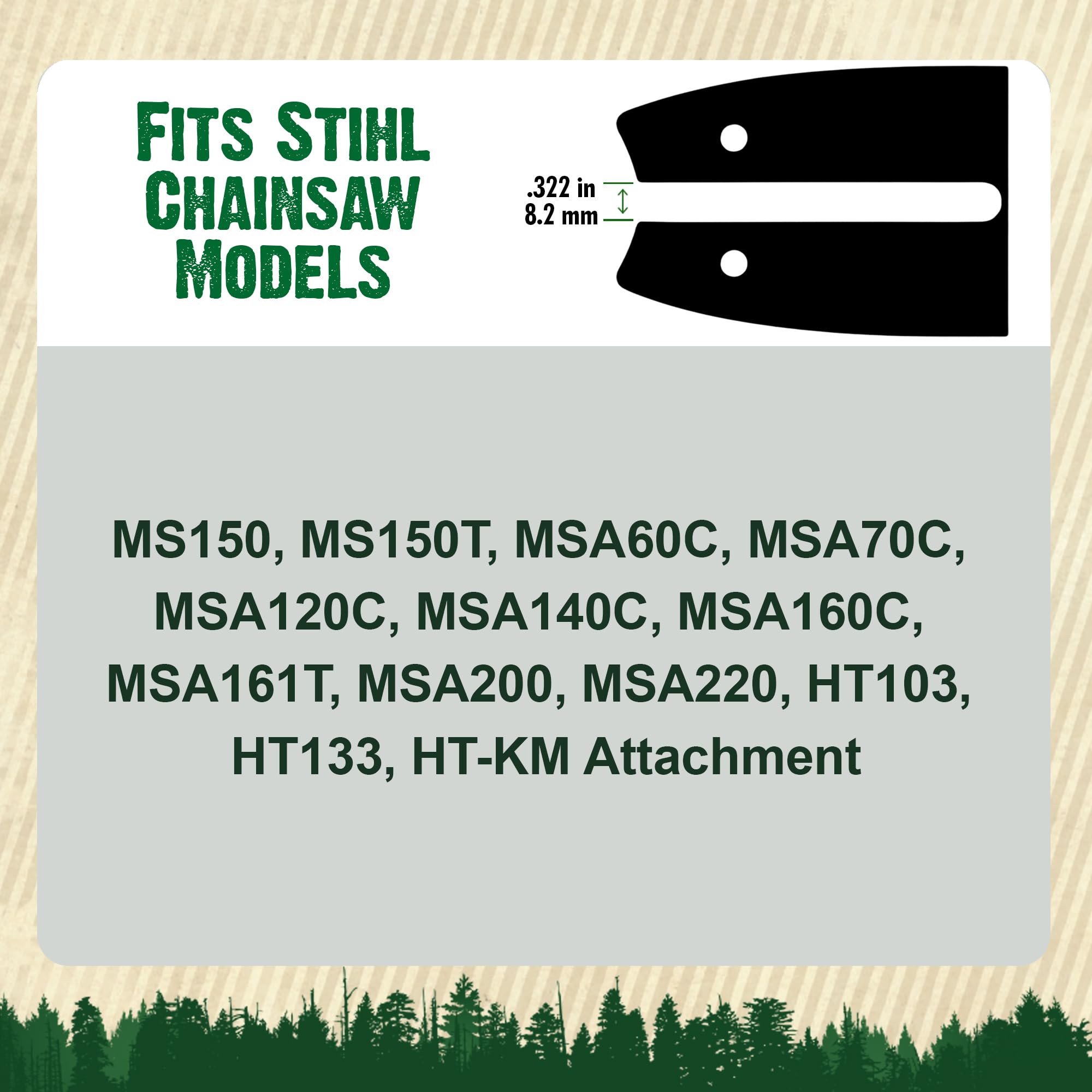 FORESTER Combo de barra de motosierra de repuesto de 14 pulgadas y cadena – paso de 1/4 pulgadas, calibre 043 – Kit de piezas de repuesto para sierras Stihl que funcionan con pilas