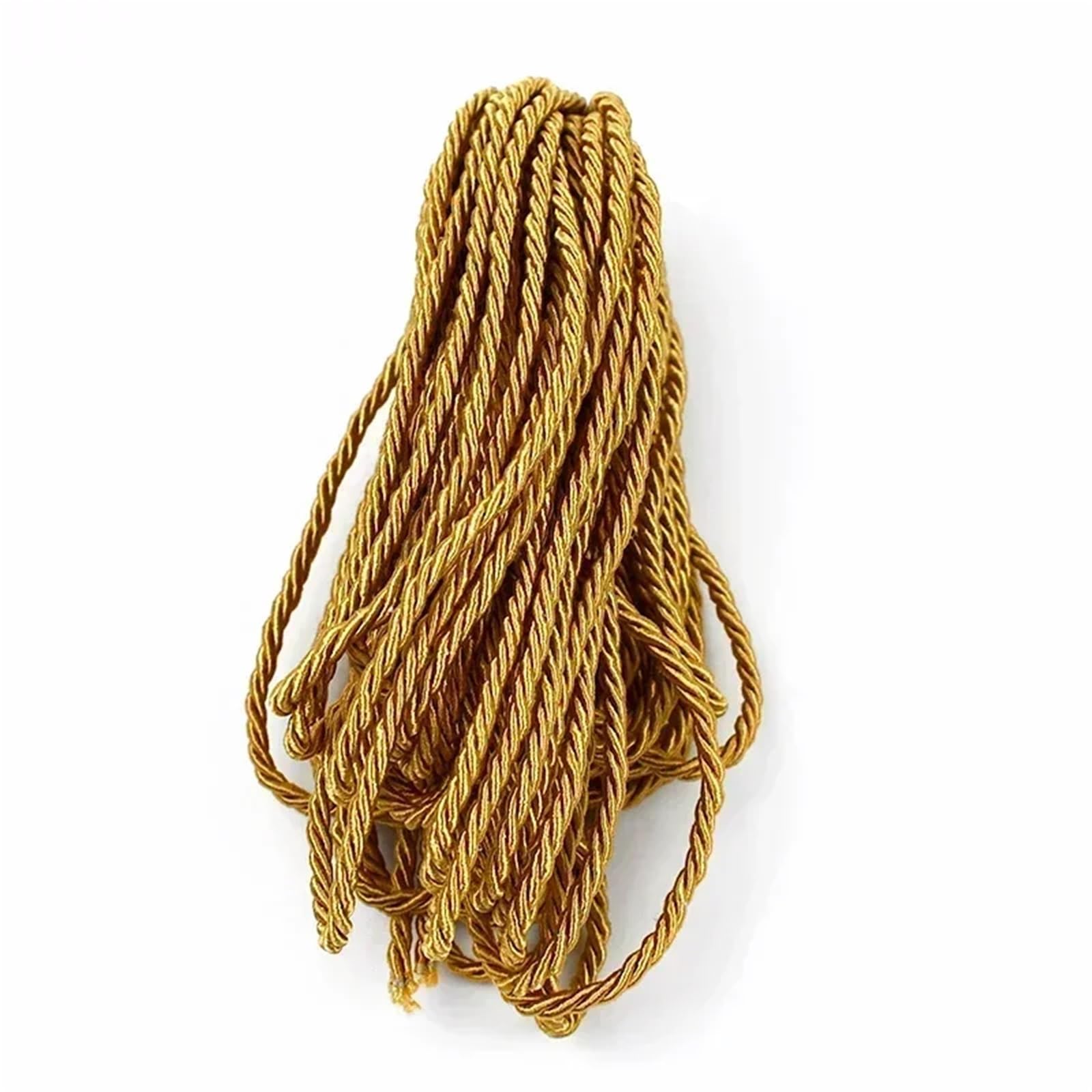 Polyester Rope 2Pcs 3 Shares Twisted Rope Polyester Braided Cords Garment Bag Strap Decor Ropes DIY Home Textile Sewing Accessories(DarkGold)