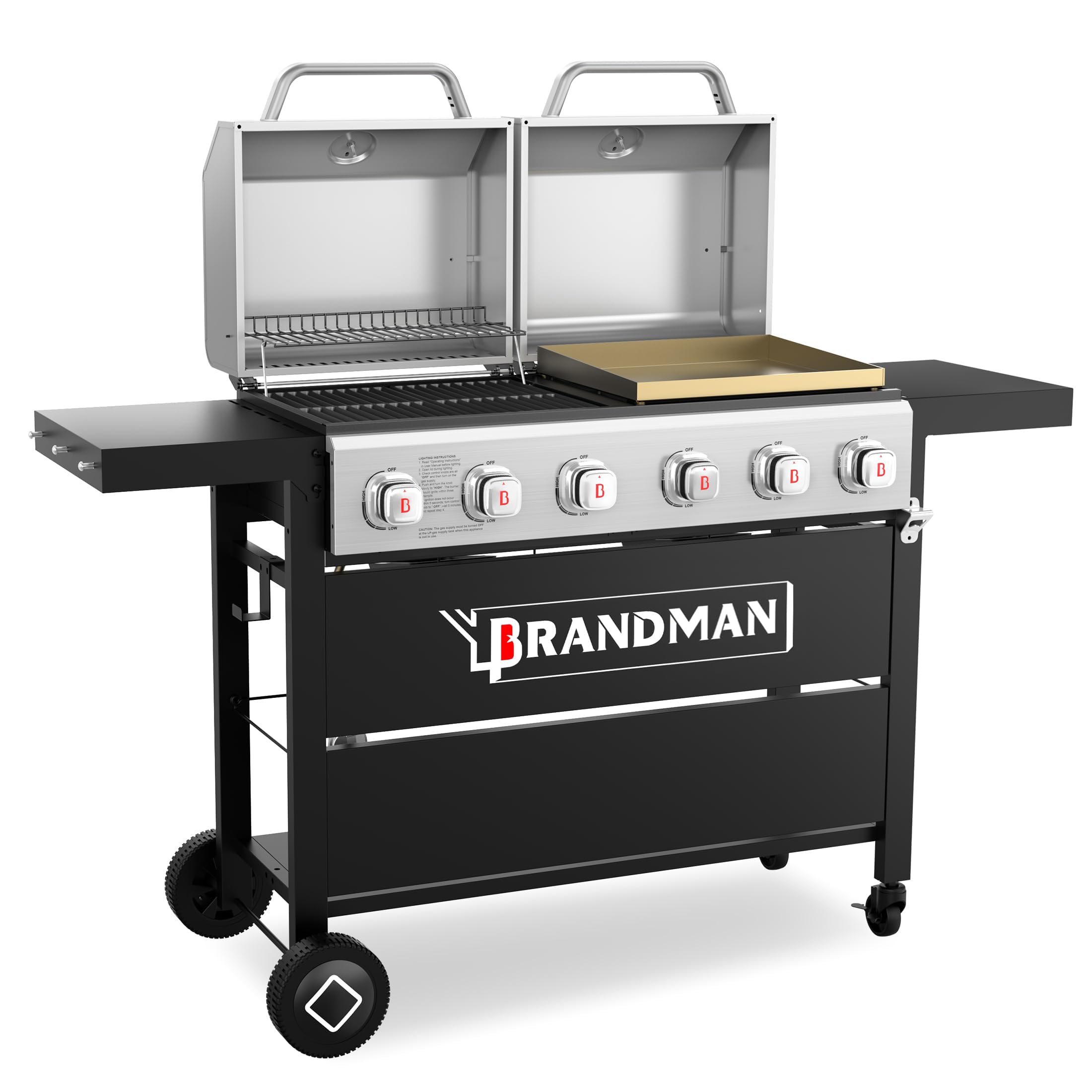 Brand-Man 6-Burner Propane Gas Grill Griddle Combo