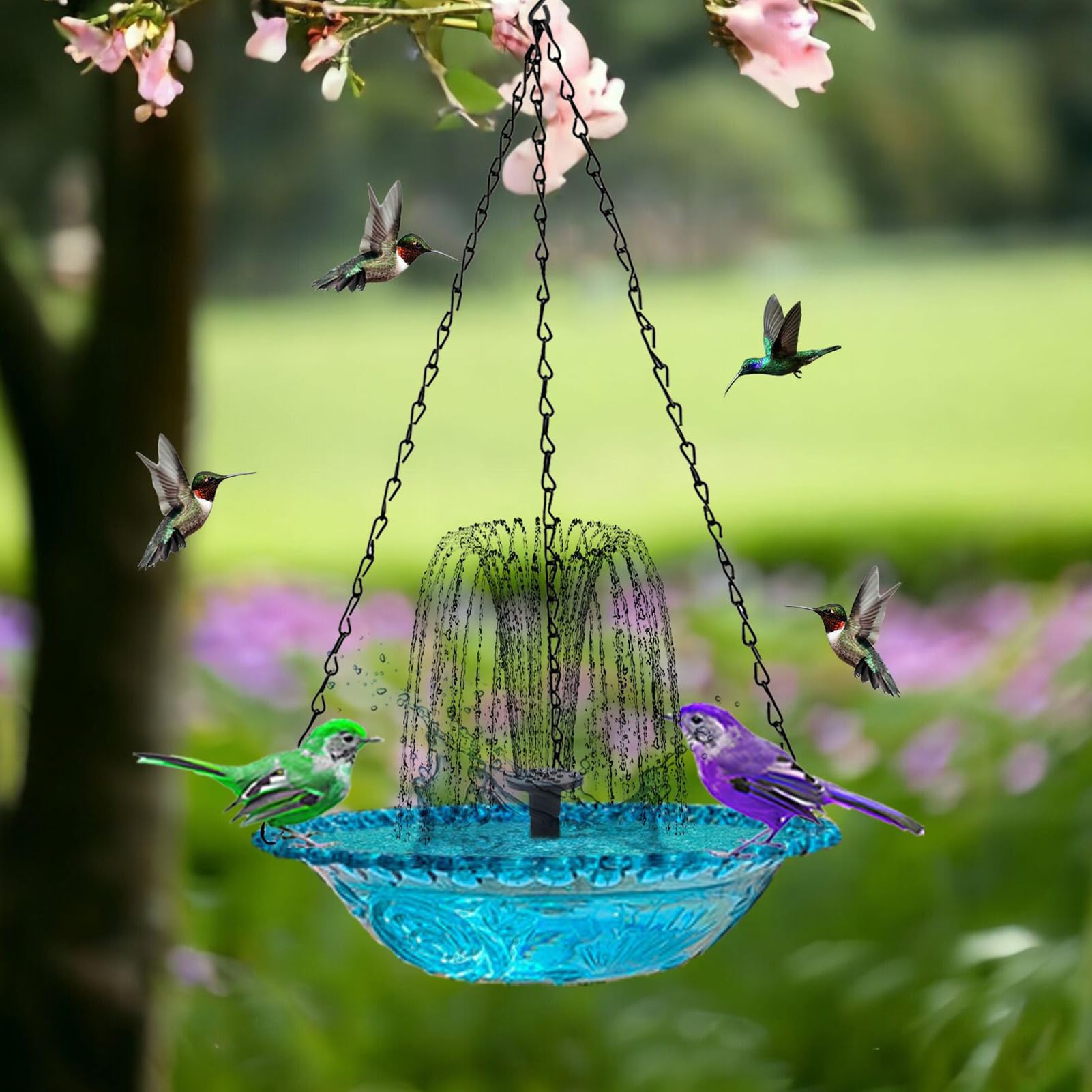 Vasca da Bagno per Uccelli con Fontana Solare | Fontana Solare con Pompa per Animali,Alimentatore per Uccelli con e Abbeveratoio,per Terrazzi, Cortili, Recinzioni, Balconi, Colonne