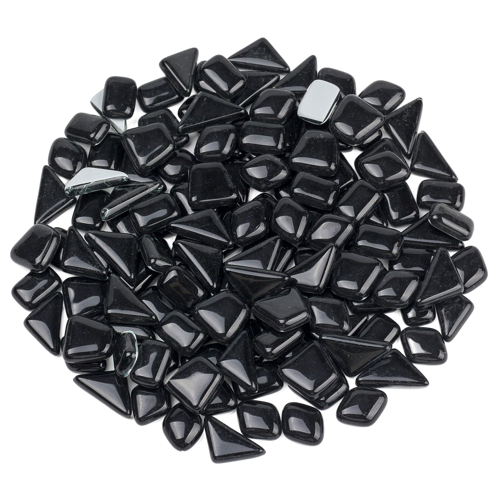 Youway Style Glass Mosaic Tiles for Crafts Bulk,200g Broken Mosaic Glass Pieces for Education Crafts Supplies,Home Mosaic Art Supplies and DIY Mosaic Kit (Black)