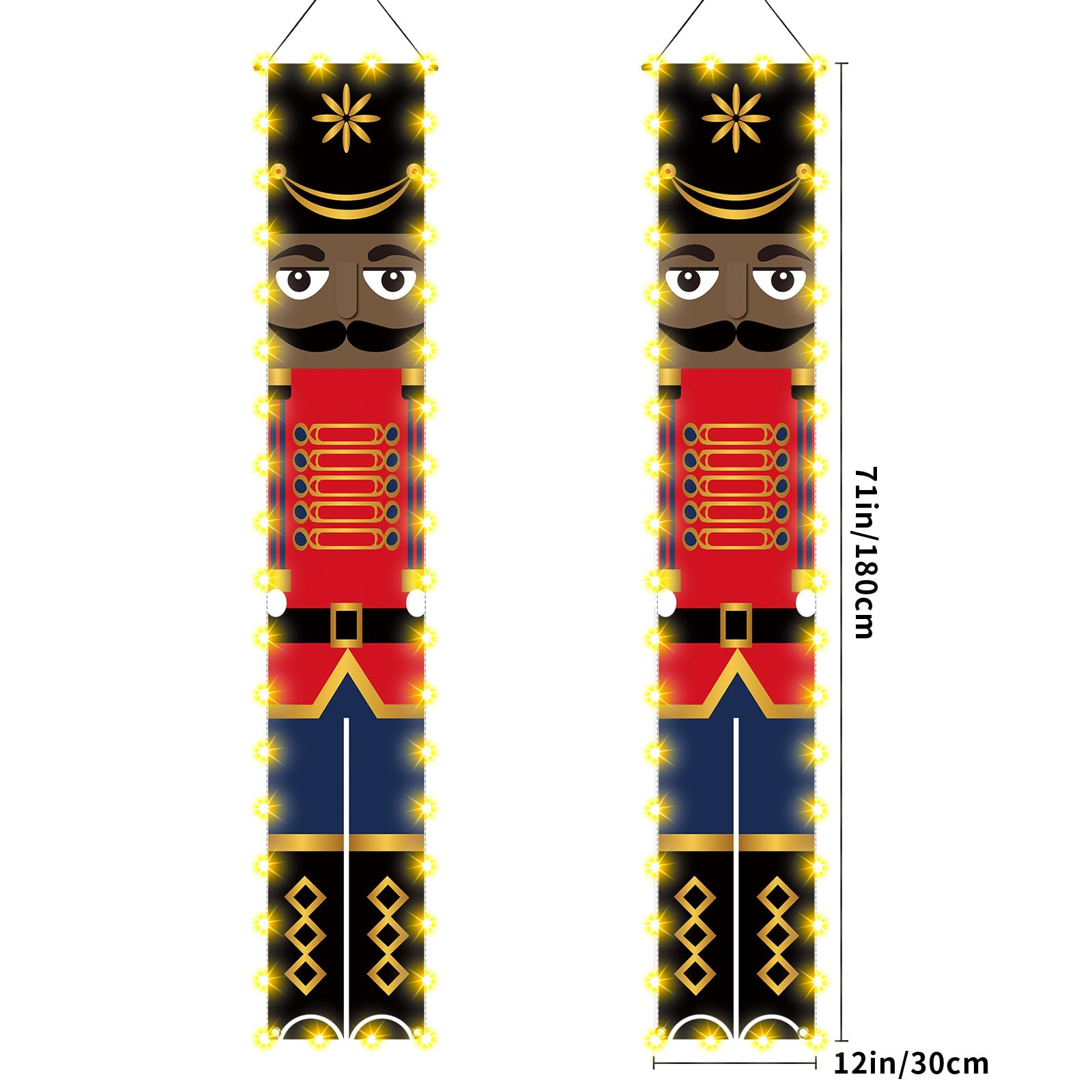 Black Nutcracker Christmas Decorations with Lights African American Nutcracker Porch Banner Outdoor Christmas Nutcracker Decorations and Supplies for Home Party