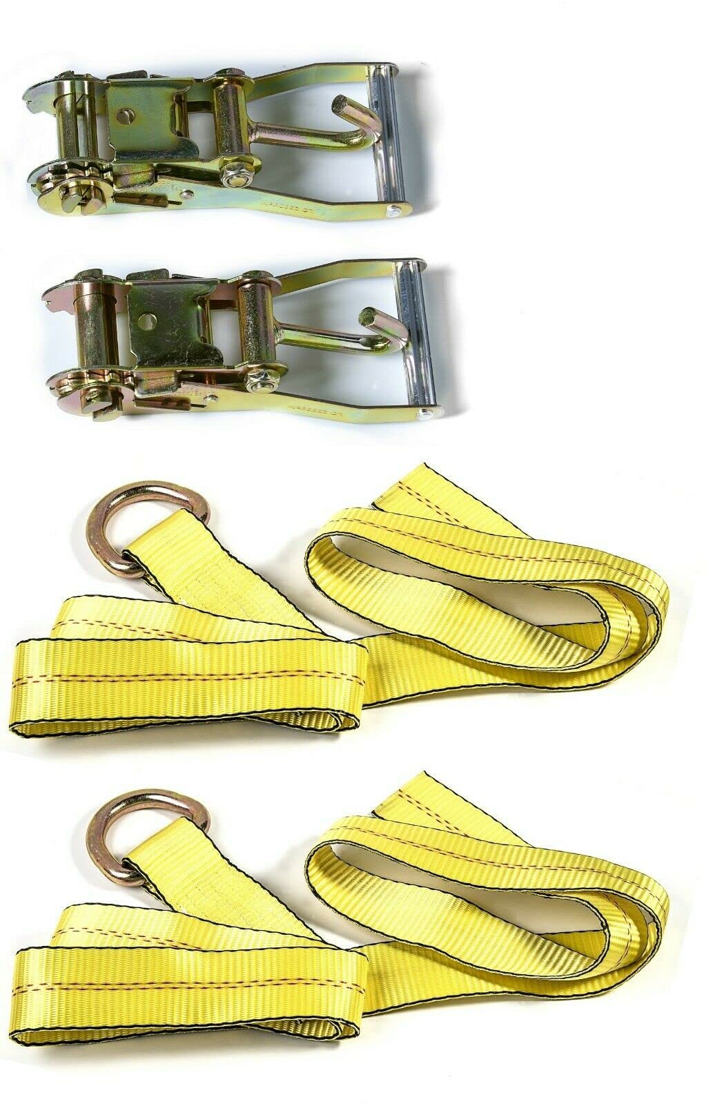 4-Set (12 Total) With Ratchets & J-Hooks - Tow Truck Tie Downs - Foto 3