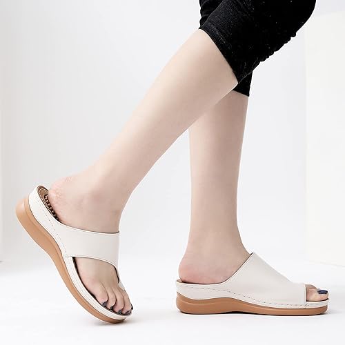 Miniatura 5 de Aomigoct Sandals for Women Wedge Shoes Comfortable Orthopedic Sandals Womens Dressy Summer Flip Flops Casual Walking Wedges