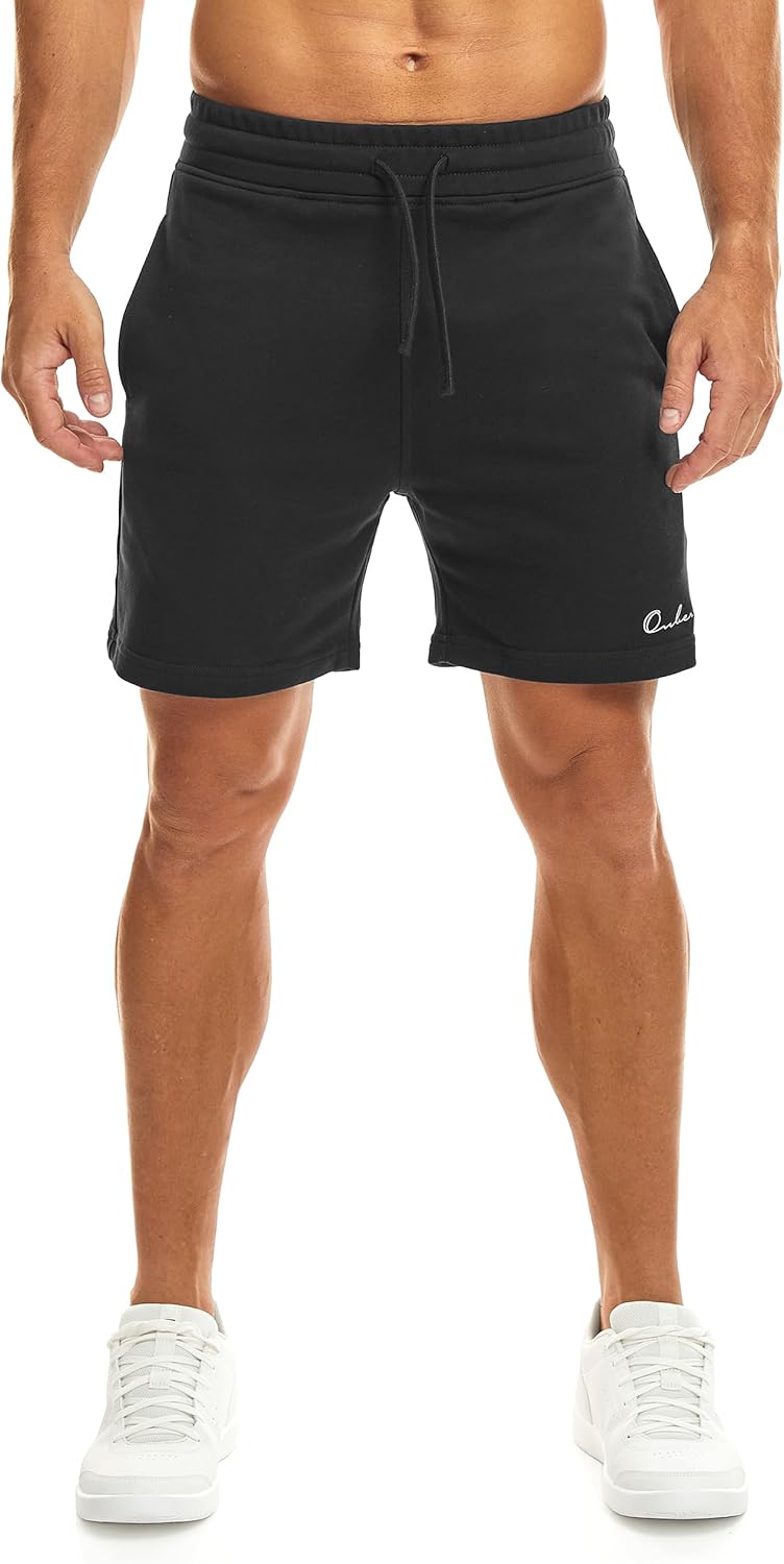 Ouber Men's Cotton Sweat Shorts Athletic Gym Workout Shorts Sporty Casual Shorts