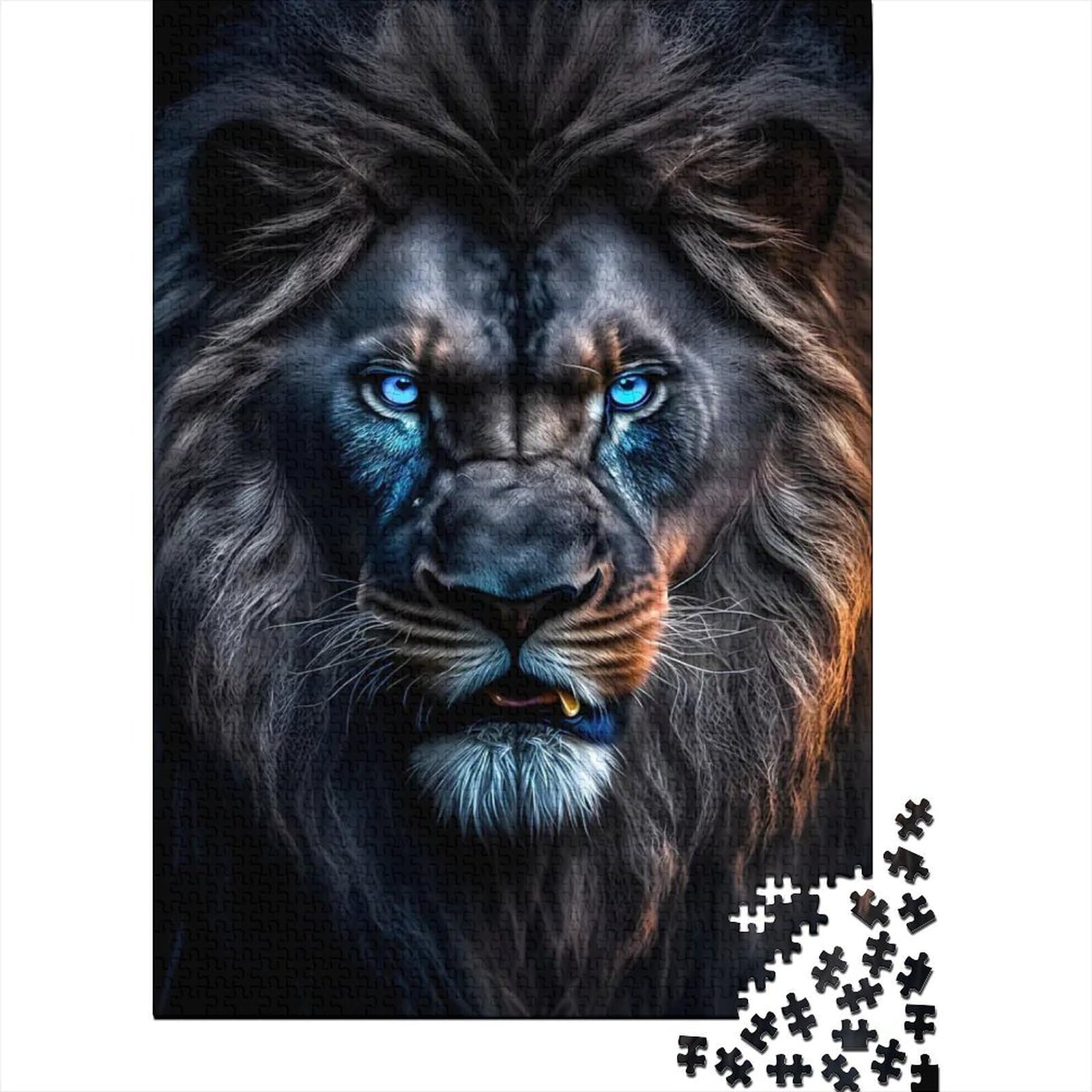 Black Mane Lion 1000 Piece Jigsaw Puzzle Paper for Adults Night Animal Home Relaxation