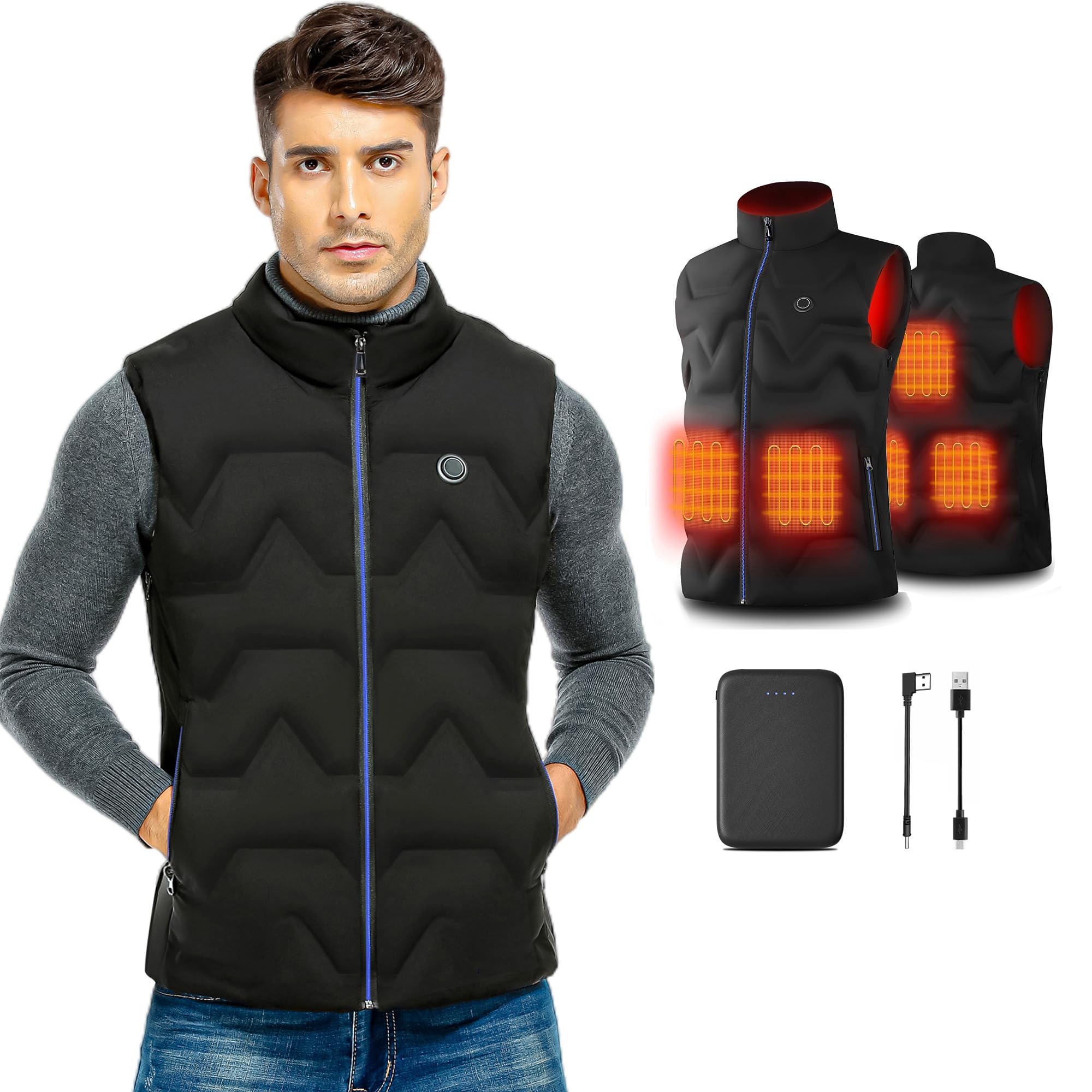 Vofuoti Heated Vest Men Women with Battery Pack Included, Lightweight USB Rechargeable Electric Heating Vest
